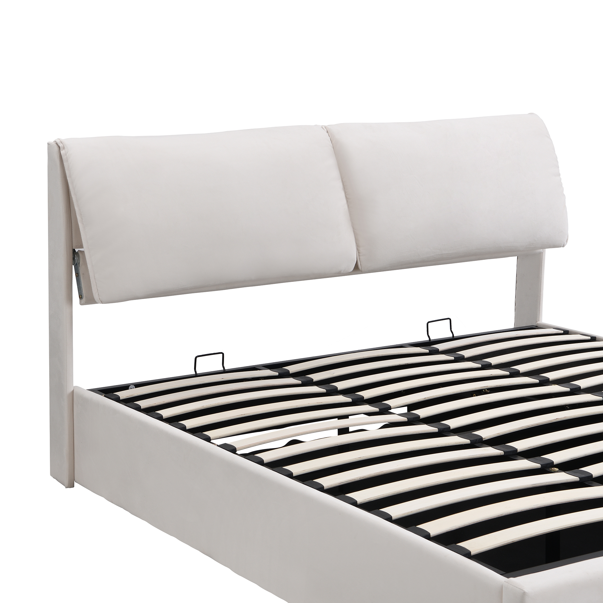 Lit coffre design beige velours