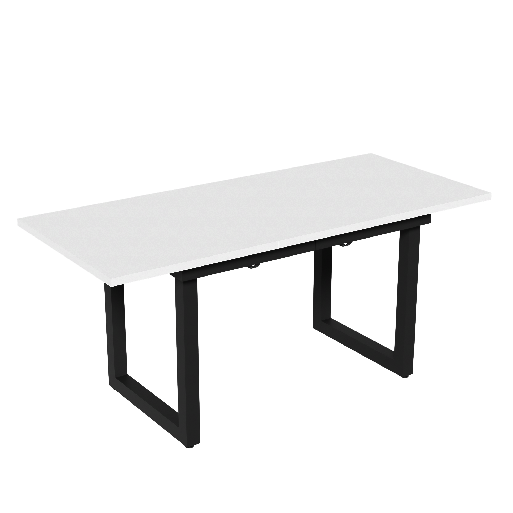 Table à manger extensible design industriel blanc et noir, pour salle à manger et cuisine, design unique, lignes claires, utilisation flexible, style moderne, stabilité, facile entretien, décoration, fonctionnalité - image 9