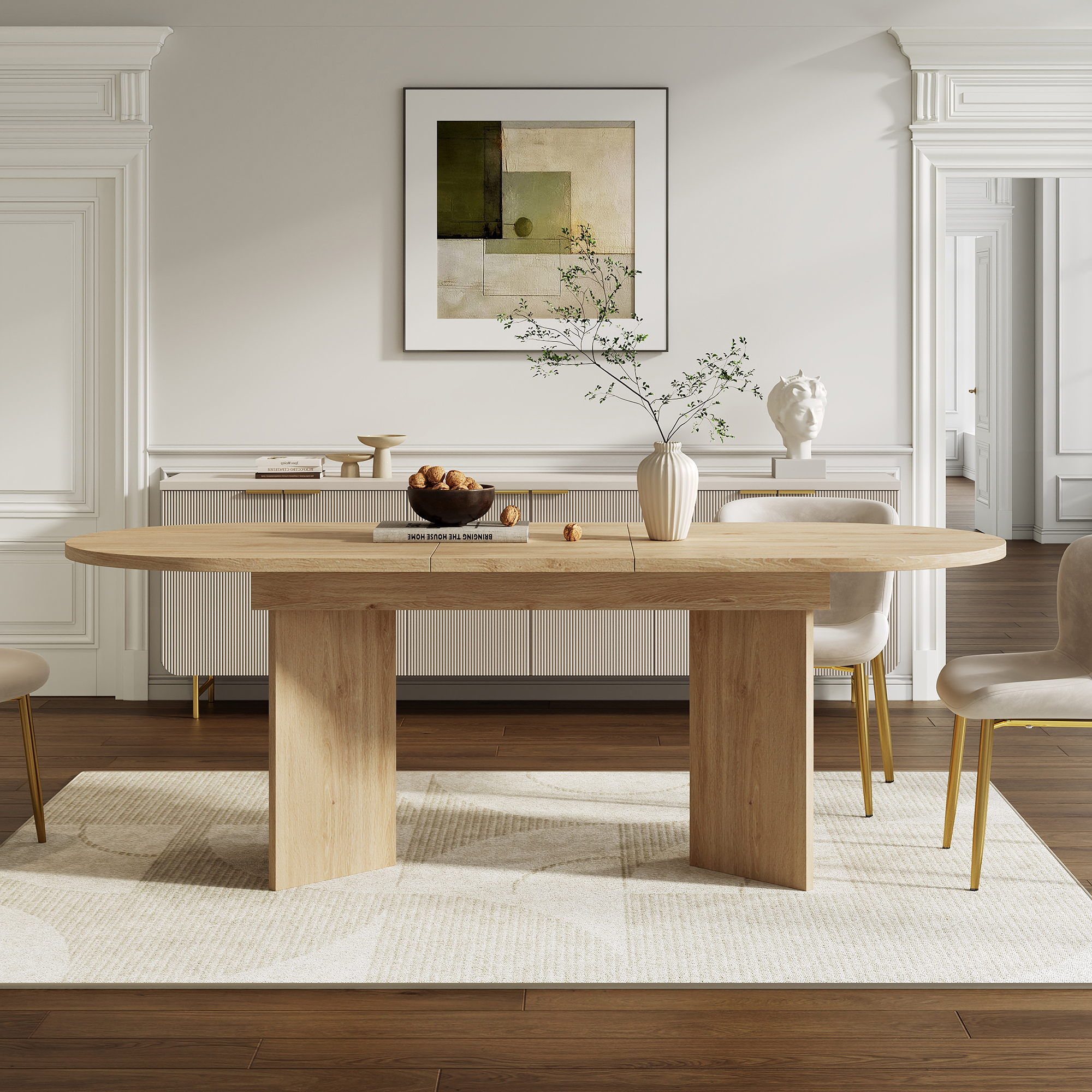 Table à manger pliante et extensible en MDF, plateau 18 mm, 4 à 8 personnes - vue 2