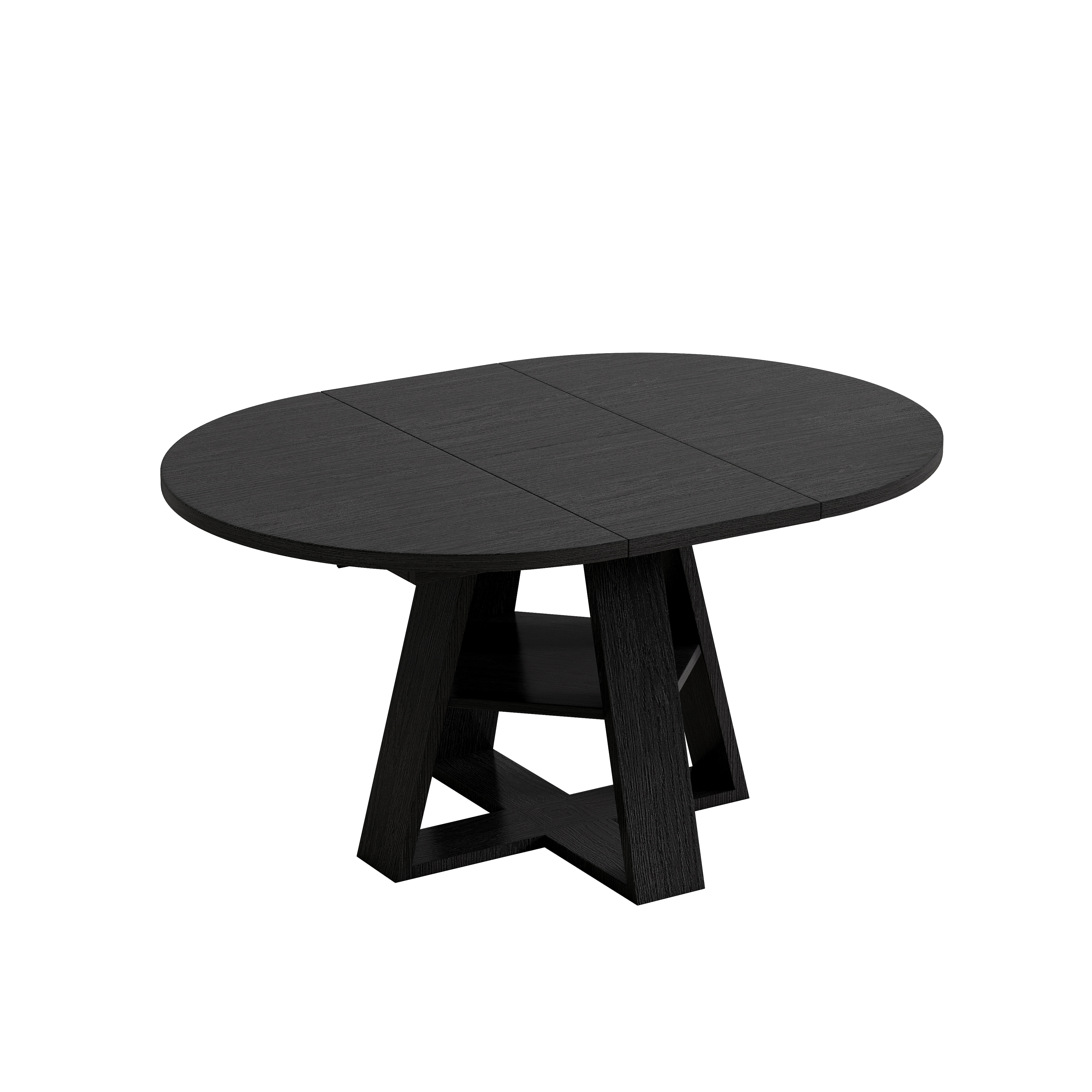 Table à manger, rond, 150 x 110 x 75 cm, bois, noir - vue 6
