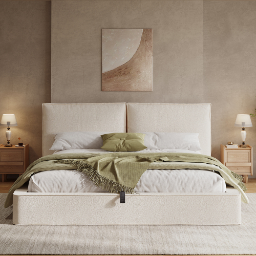 Revêtement beige texturé en tissu bouclé