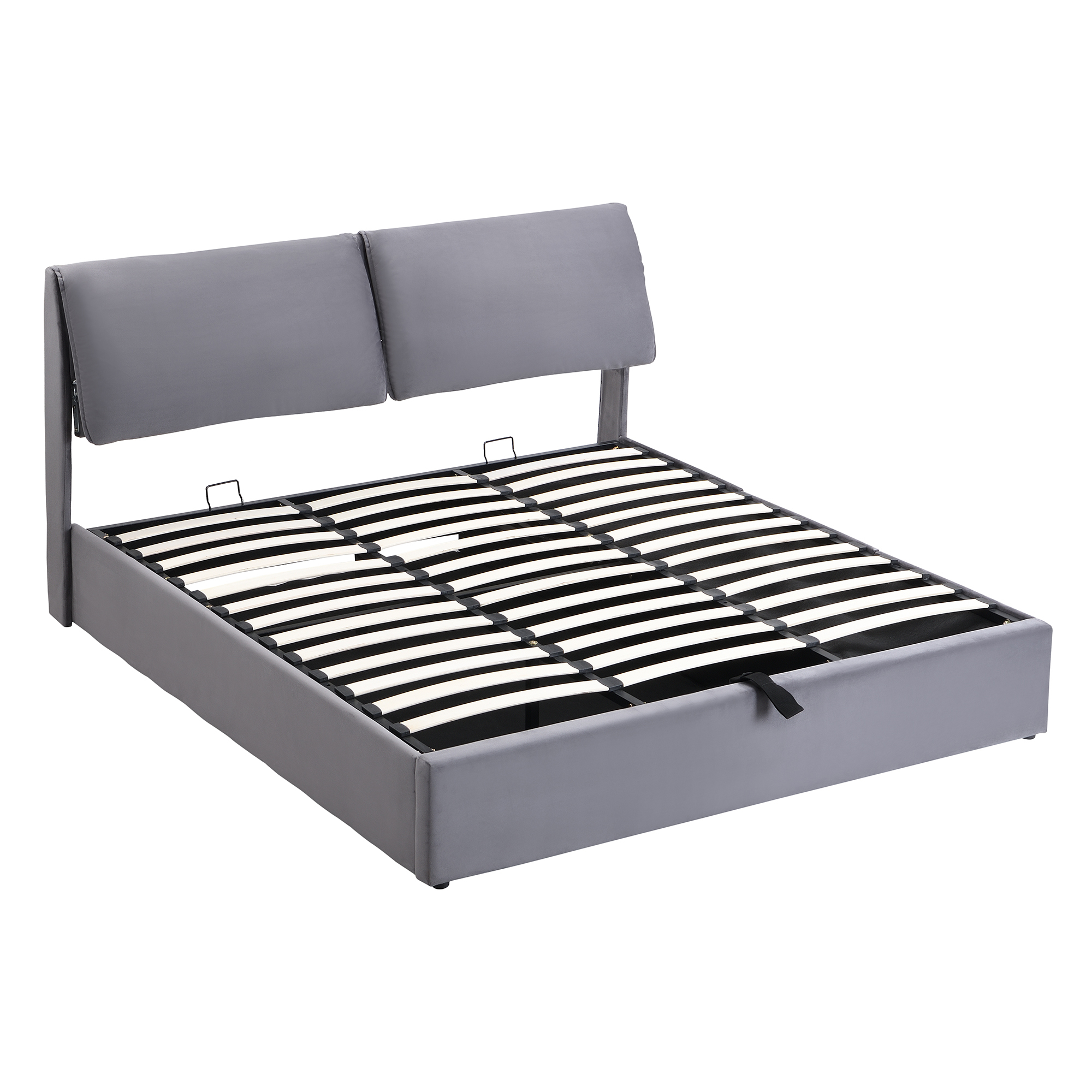 Lit capitonné design gris velours