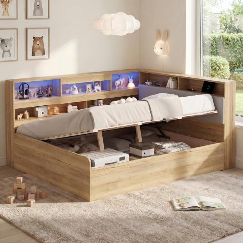 Sommier relevable avec coffre de rangement hydraulique