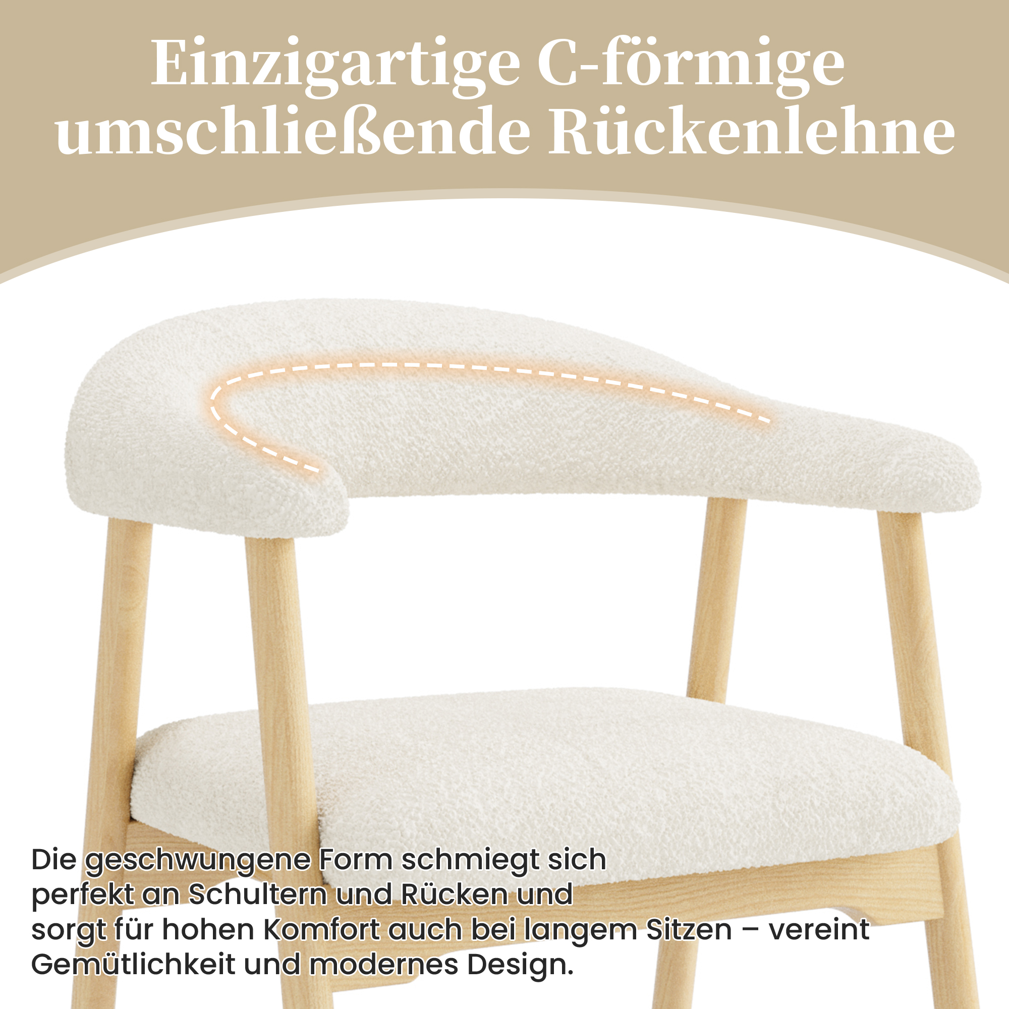 Chaise de salle à manger en bouclé - Vue principale