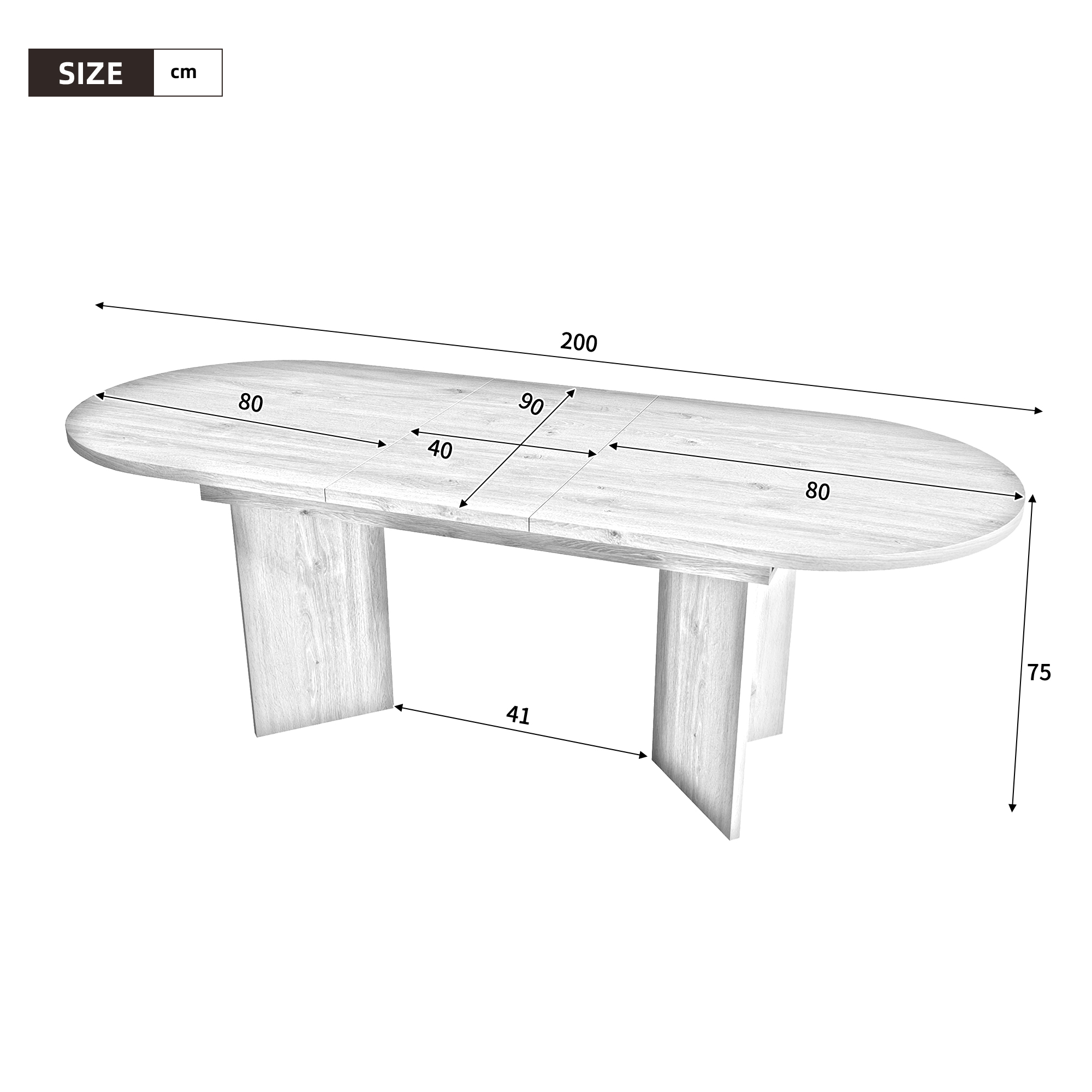 Table à manger extensible, 200 x 90 x 75 cm, MDF, noyer - vue 4