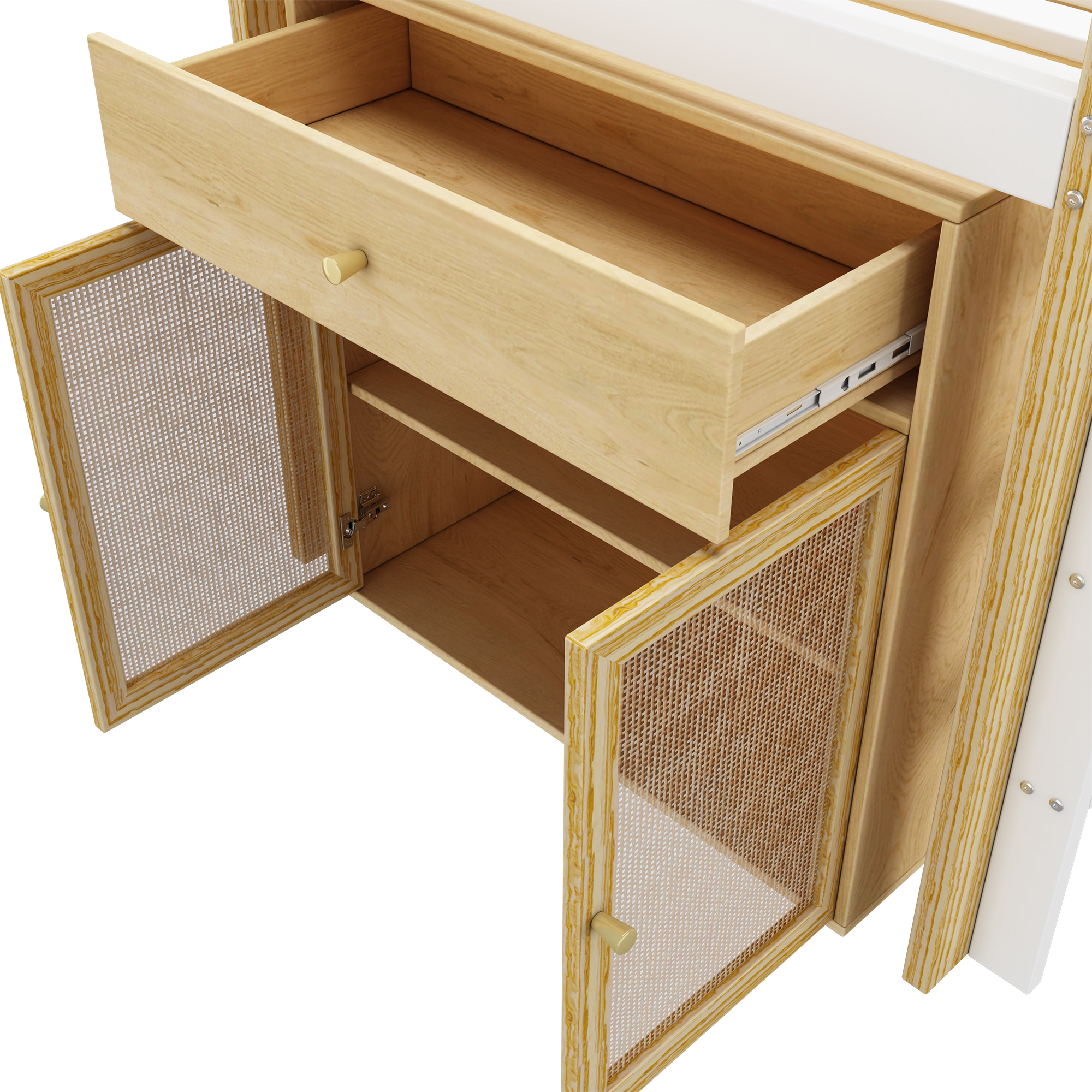 Lit mezzanine design naturel blanc enfant