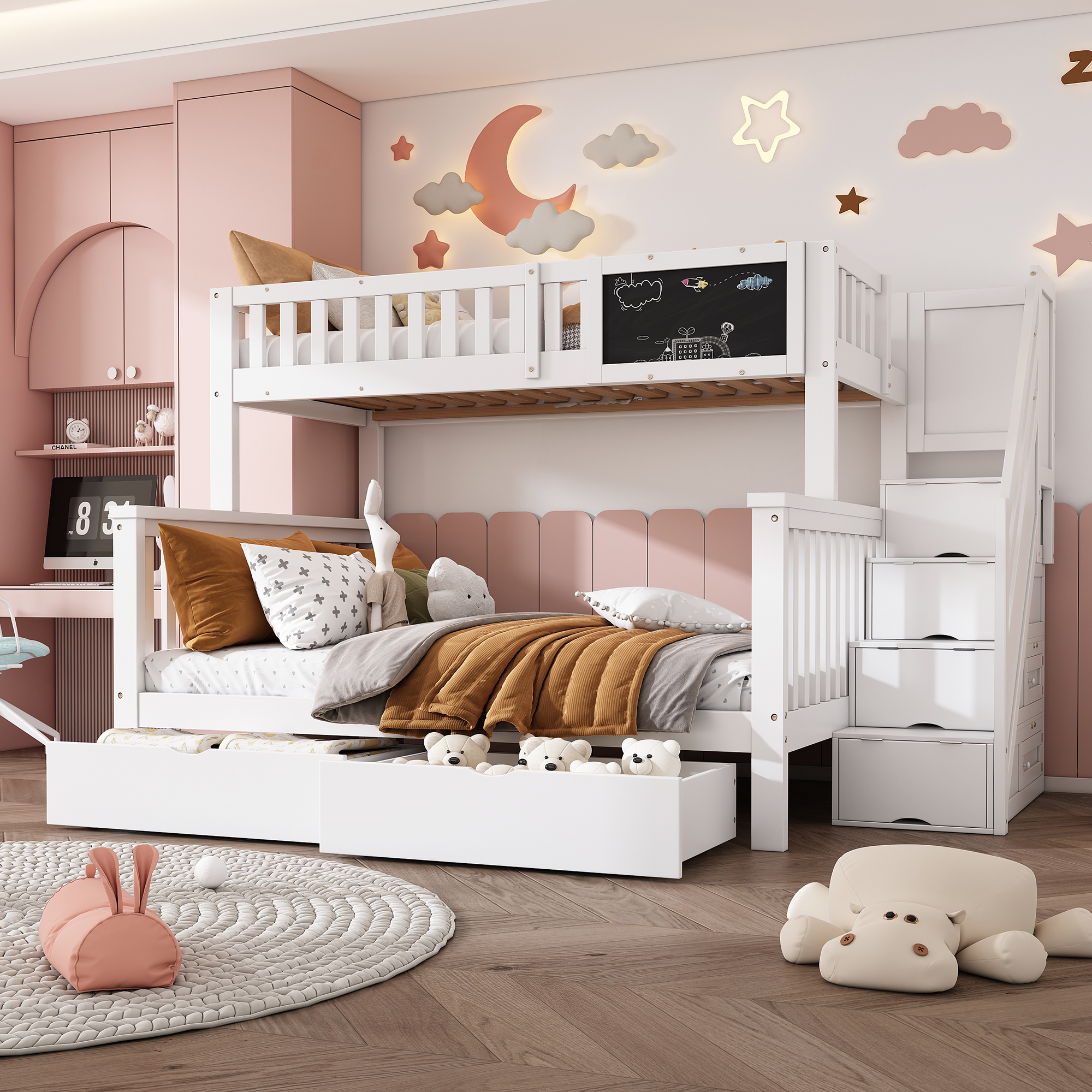Kinder-Etagenbett, Doppelbett, multifunktionales K