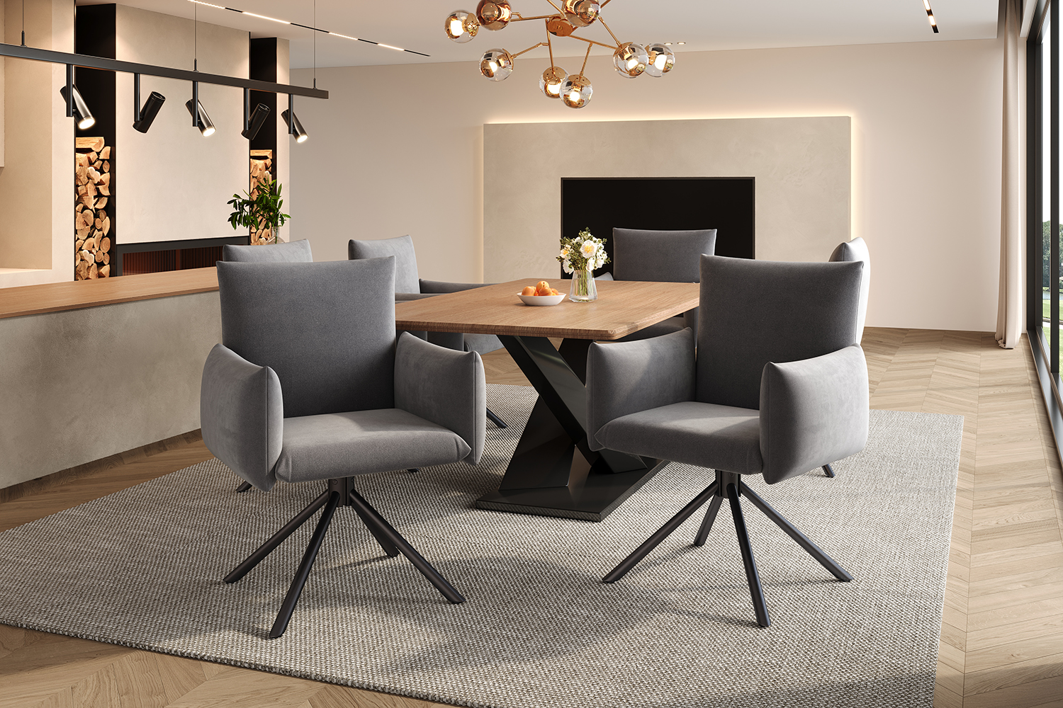 Lot de 4 chaises de salle à manger rembourrées ave - image 9