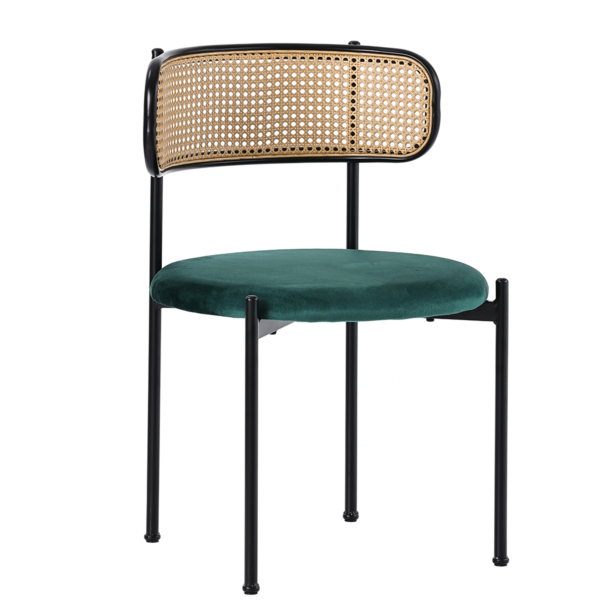 Chaise de salle à manger, lot de 4, détails en rotin, métal, vert - vue 6