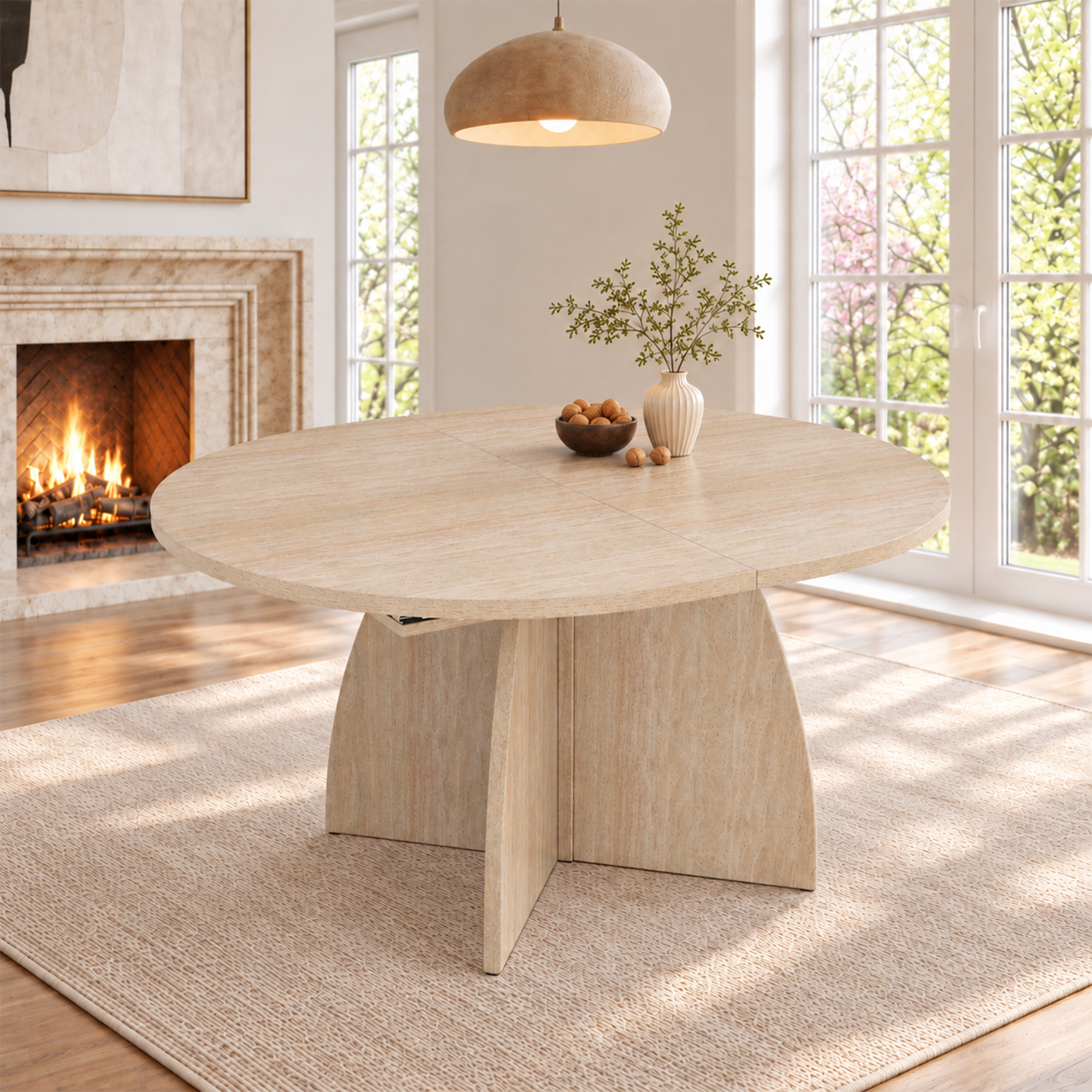 Table à manger, rond, 180 x 90 x 75 cm, MDF - vue 2