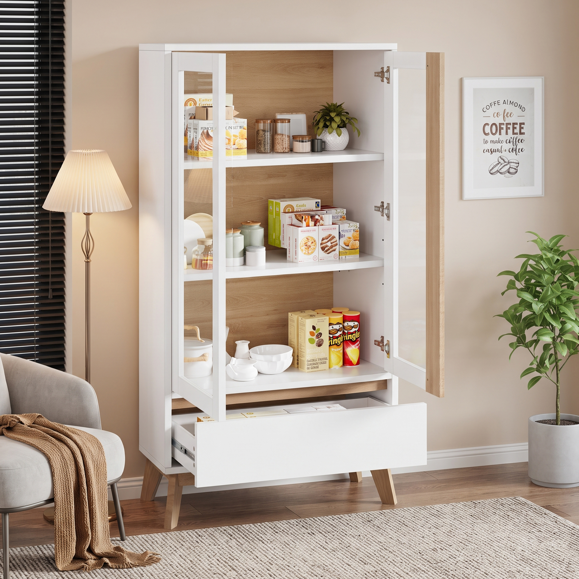 Armoire de cuisine scandinave 80 x 40 x 150 cm en - image 3