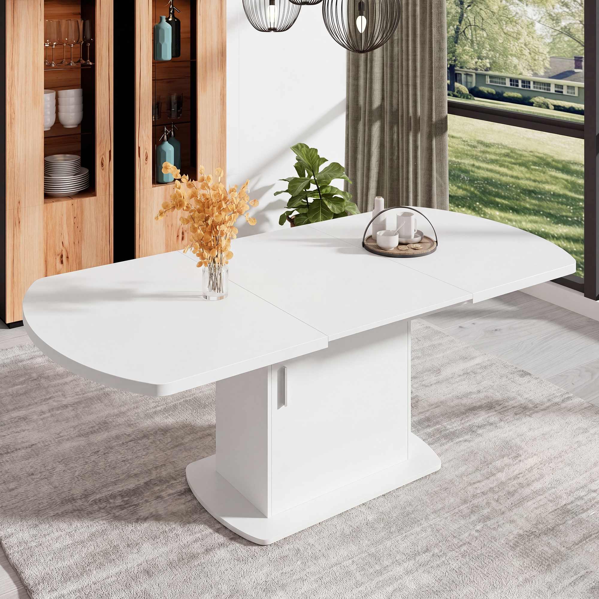 Design moderne blanc avec poignée argentée