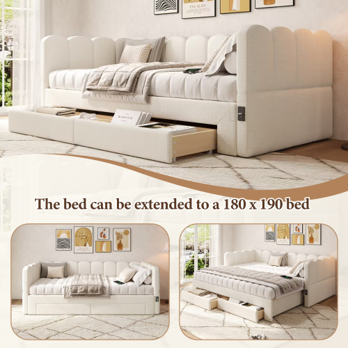 Lit gigogne extensible 190cm