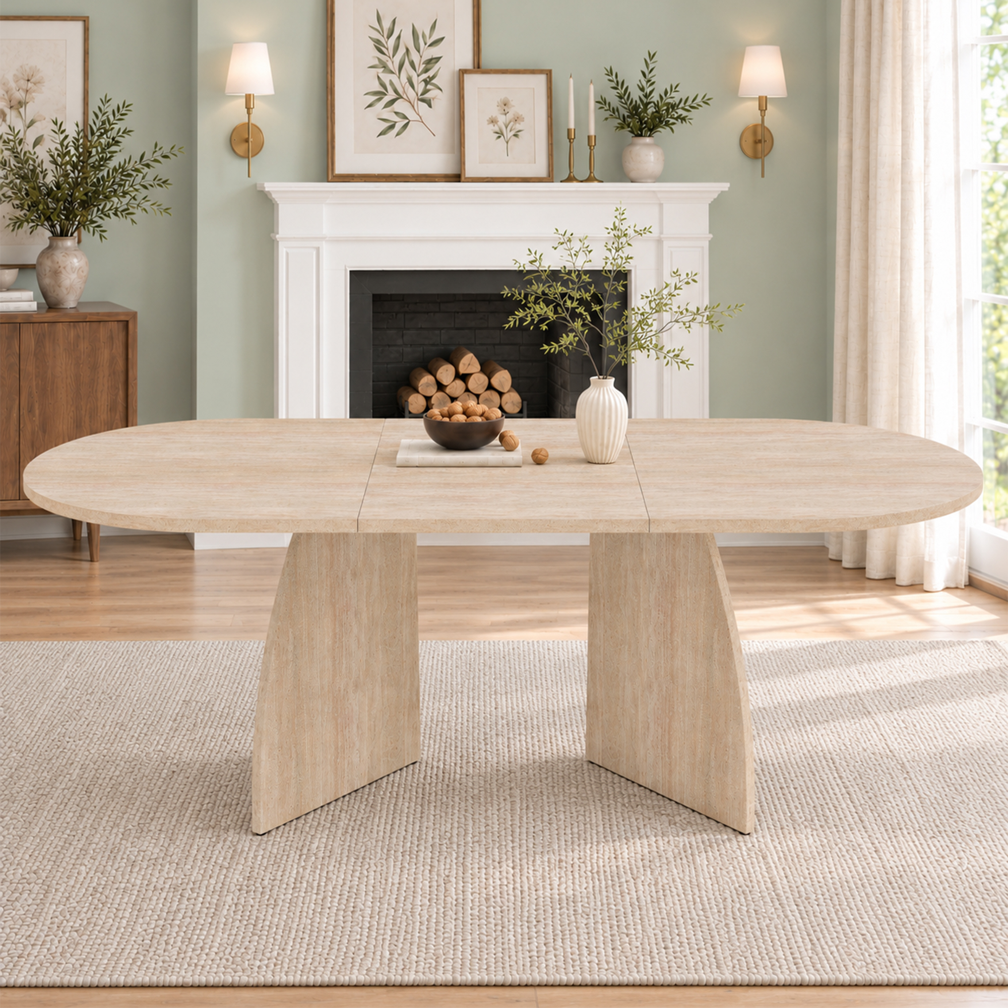 Table à manger, rond, 200 x 90 x 75 cm, MDF - vue 2