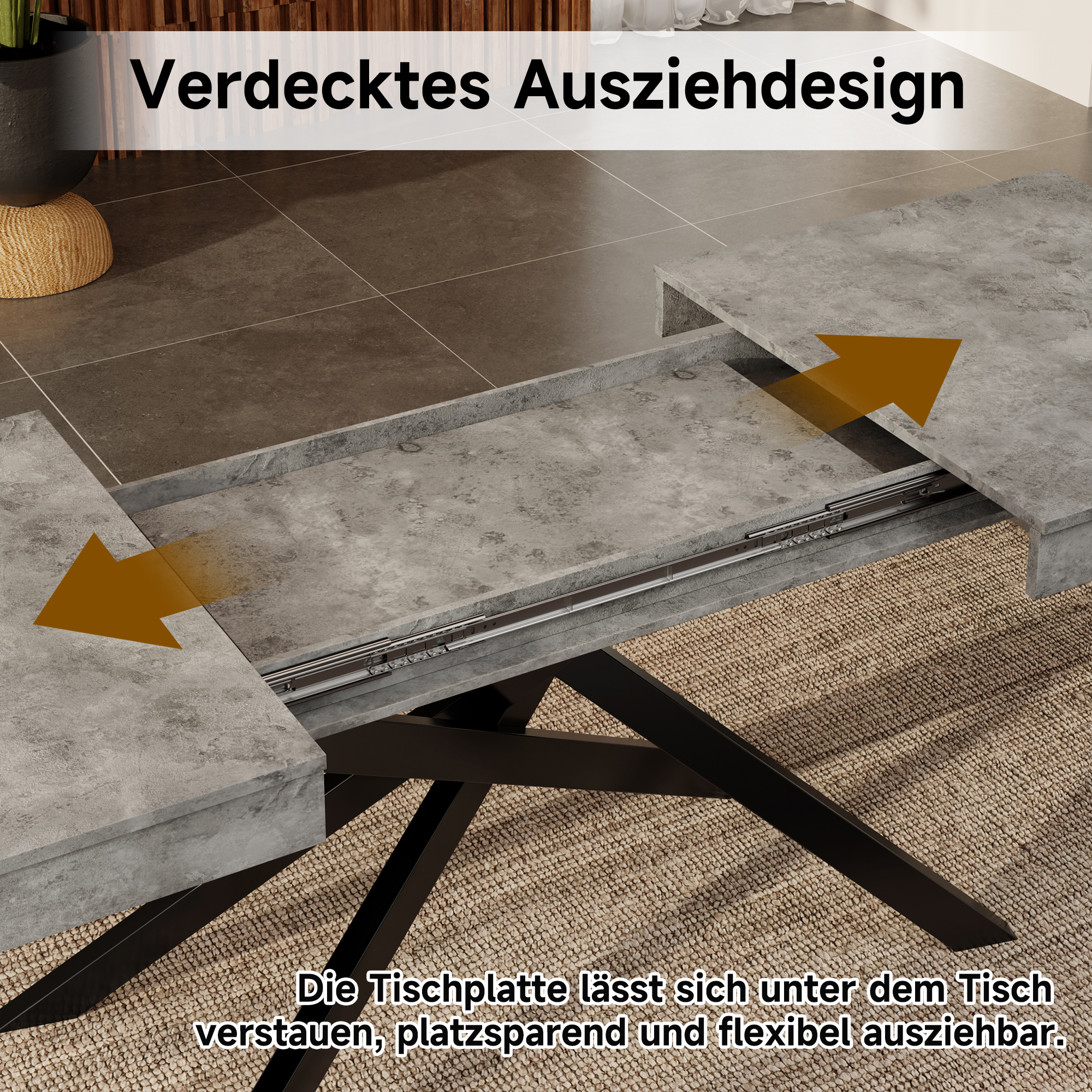 Table à manger extensible 140-180 cm pour 6-8 personnes, plateau 93 mm, pieds croisés, design épuré, pour salle à manger, stabilité et durabilité, usage quotidien et réunions, style élégant moderne - image 3
