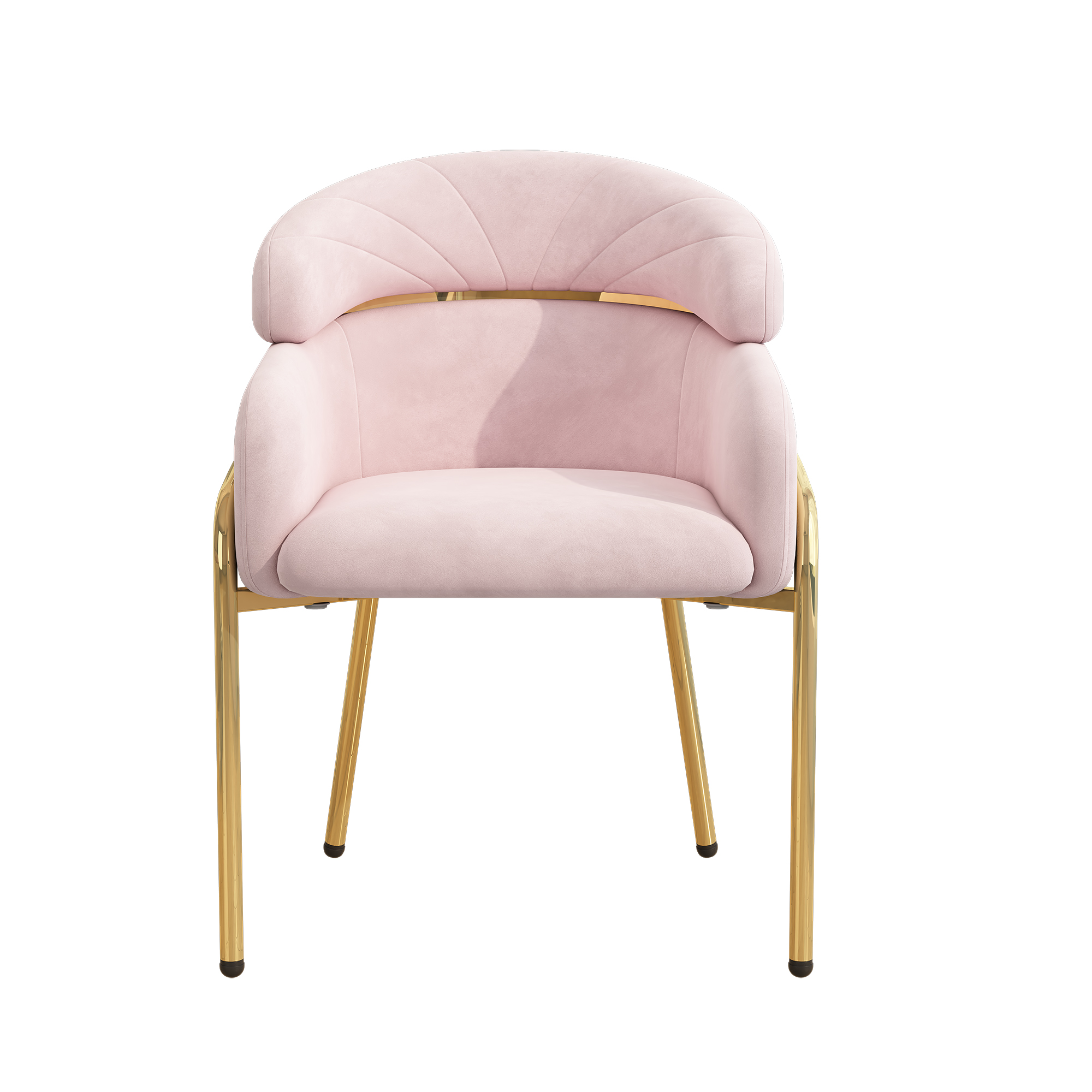 Chaise de salle à manger, 1 pièce, 56,9 x 54,5 x 79 cm, métal et velours, rose - vue 4