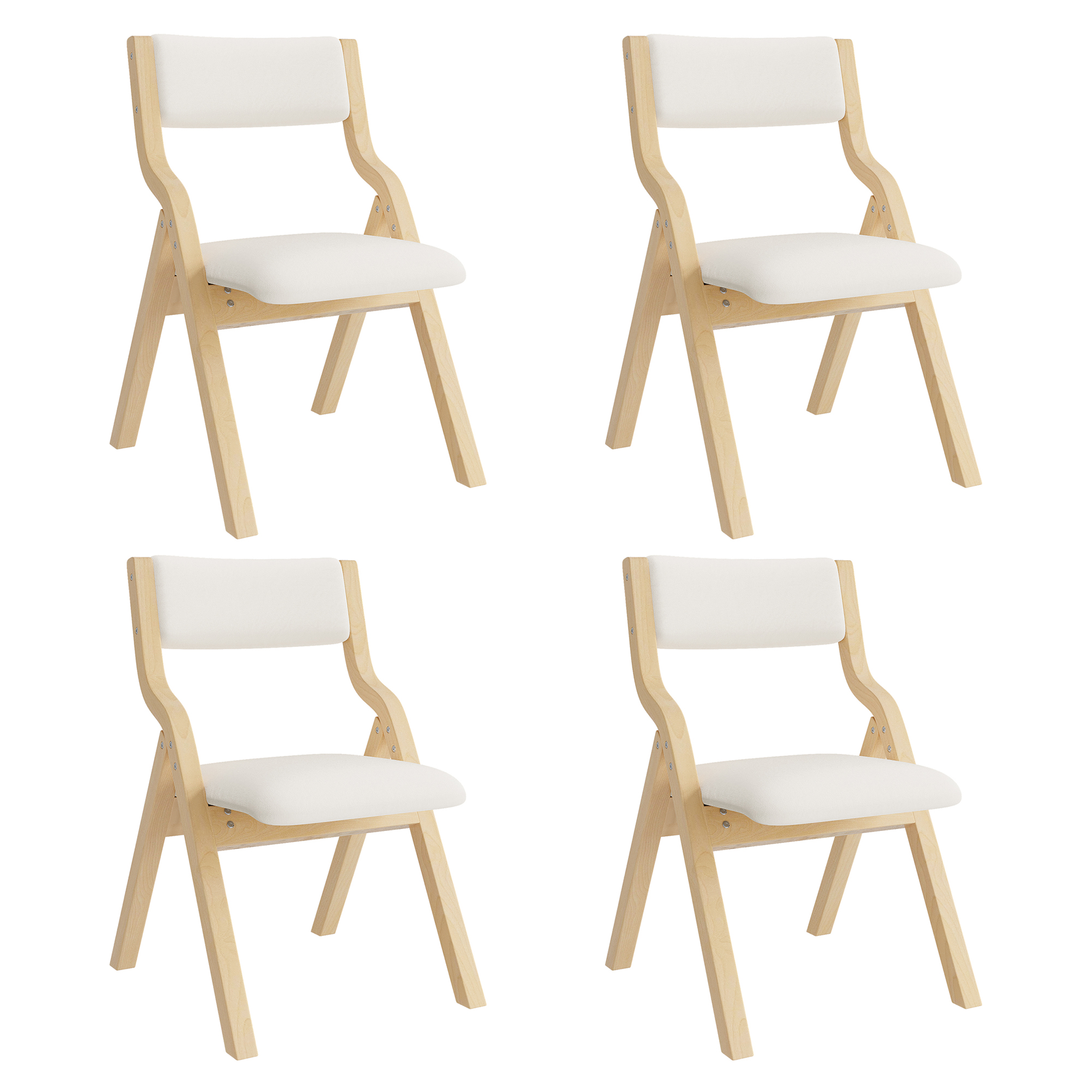 Lot de 2 chaises de salle à manger pliantes, 55 x 49 x 81 cm, Beige - dimensions et détails