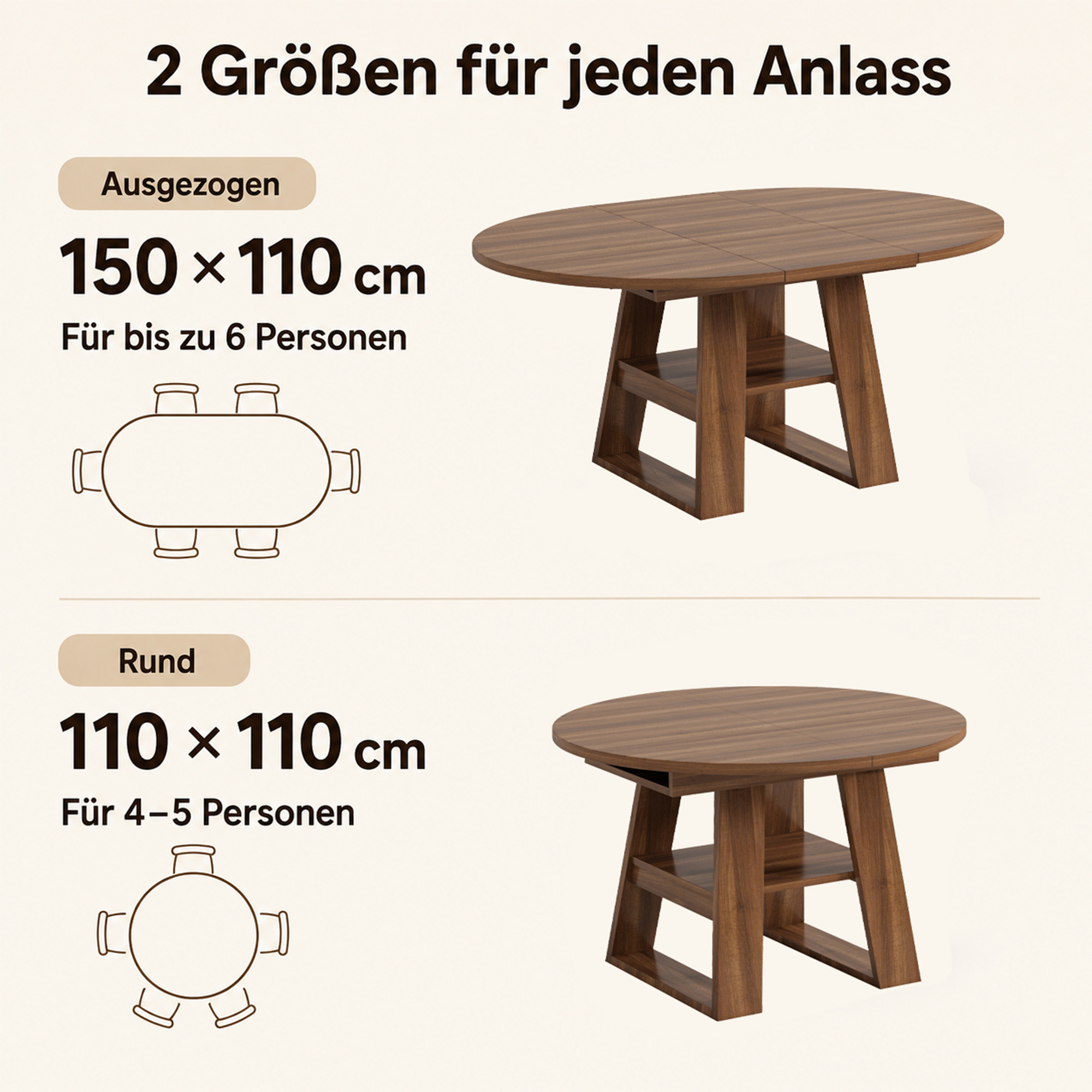 Détails de la table extensible avec rangement