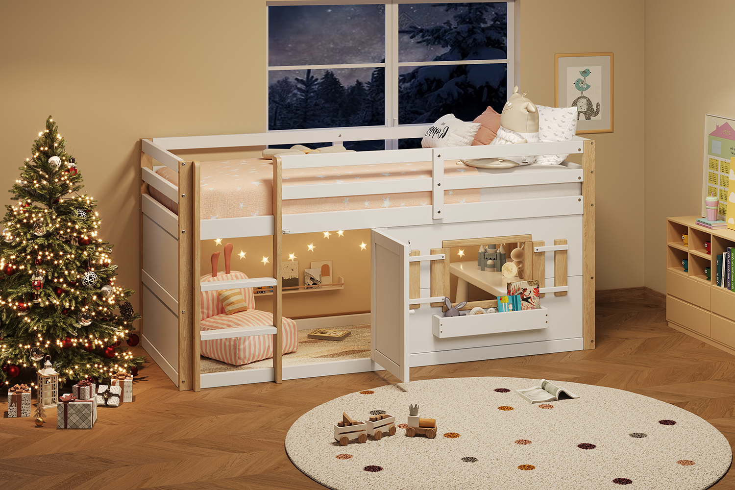 Kinderbett, Etagenbett (90 x 200 cm), Hochbett, mu