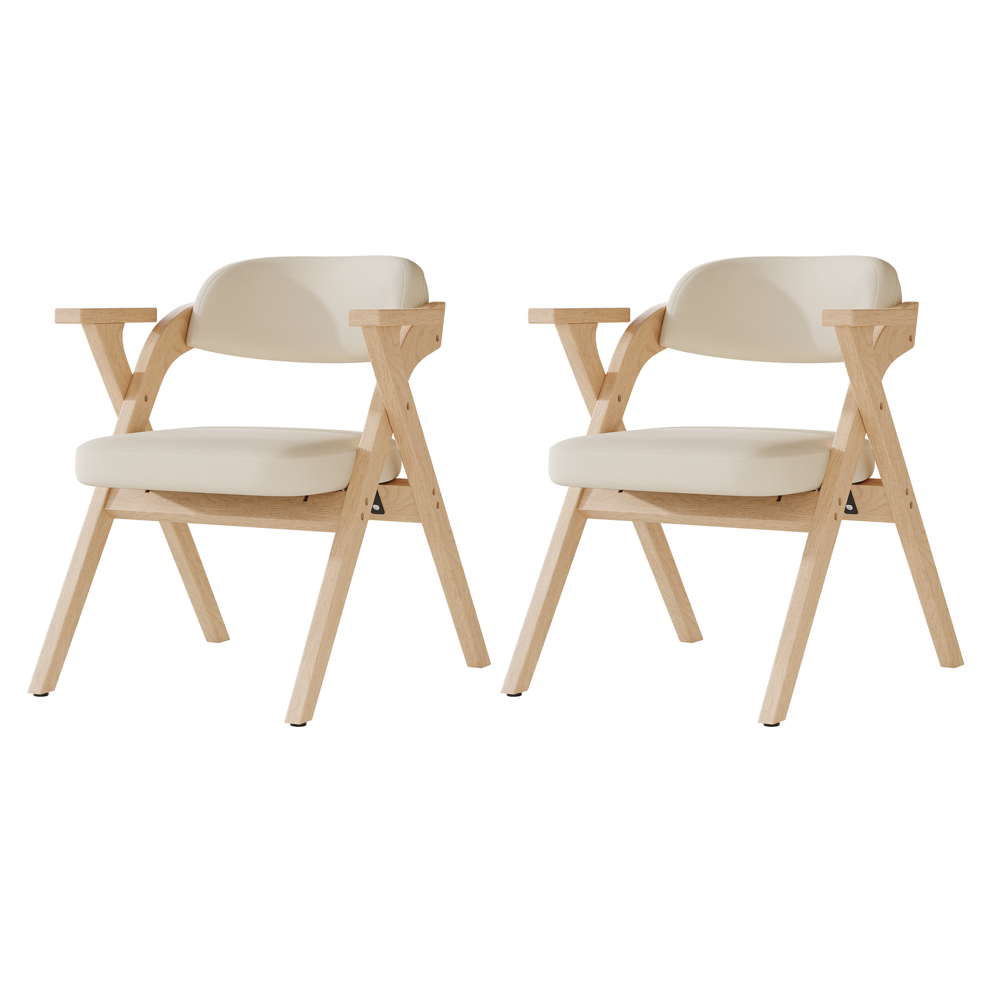 Lot de 2 chaises de salle à manger pliantes, 64,5 x 66,5 x 76 cm, Beige - détails