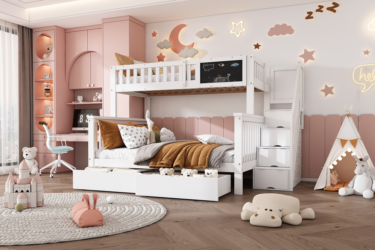 Kinder-Etagenbett, Doppelbett, multifunktionales K