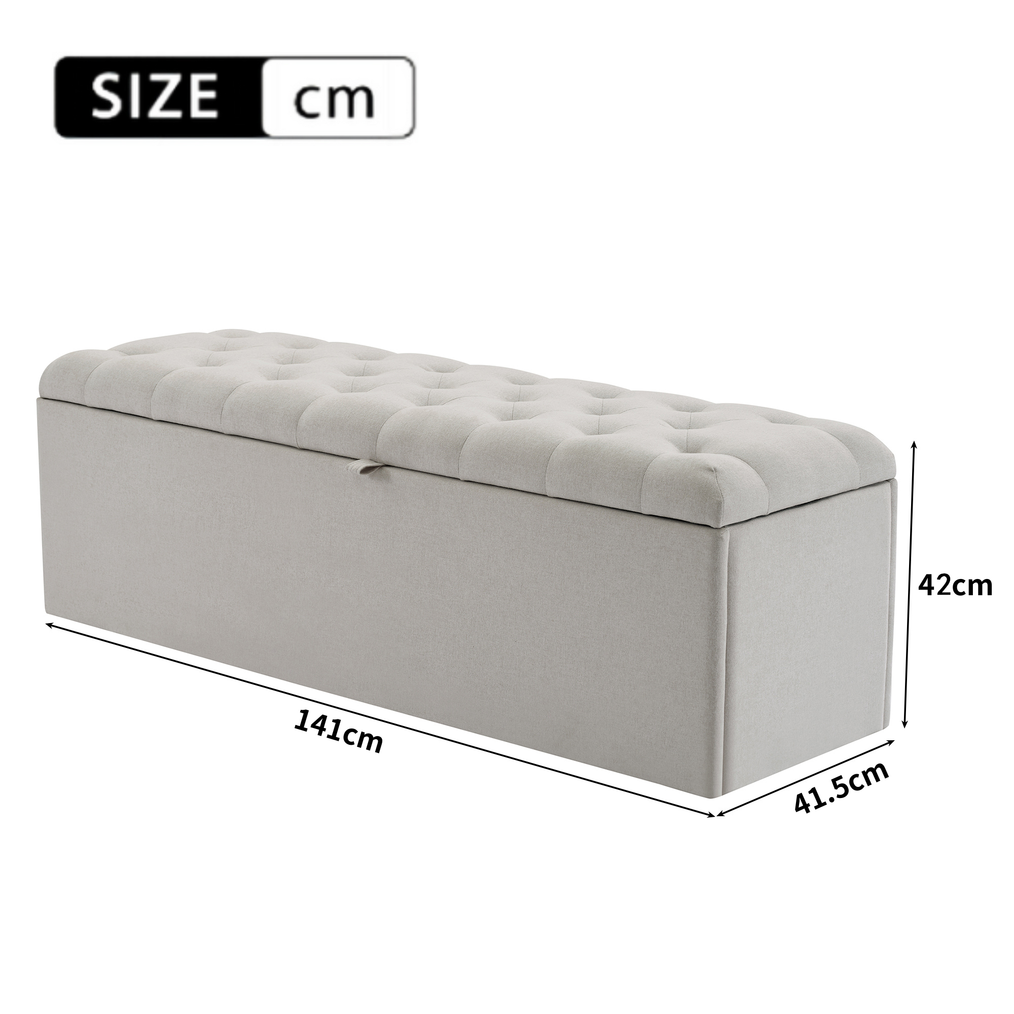 Banc ou tabouret, assise rembourrée, 141 x 41,5 x 42 cm, gris - vue 3