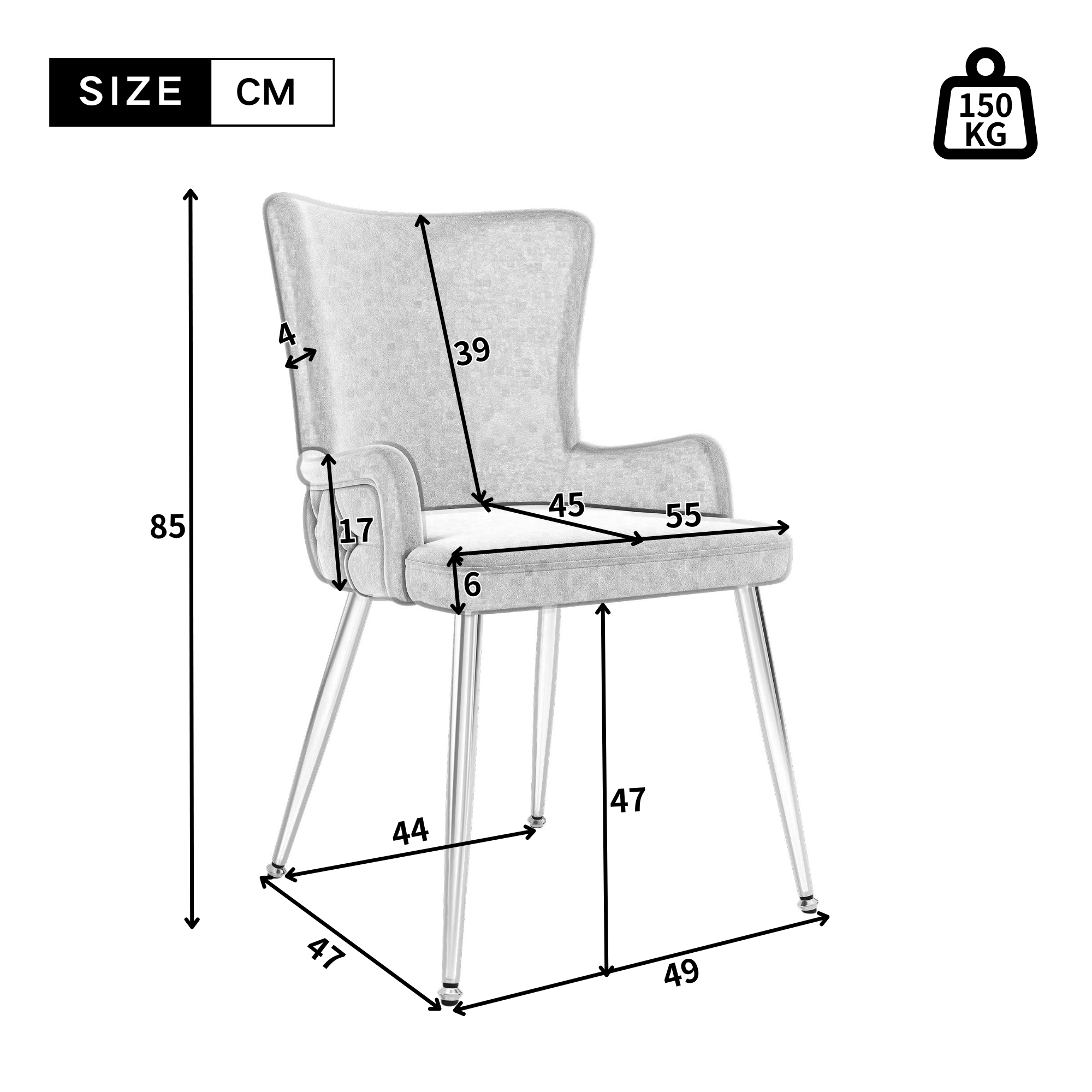 Dimensions du chaise de salle à manger