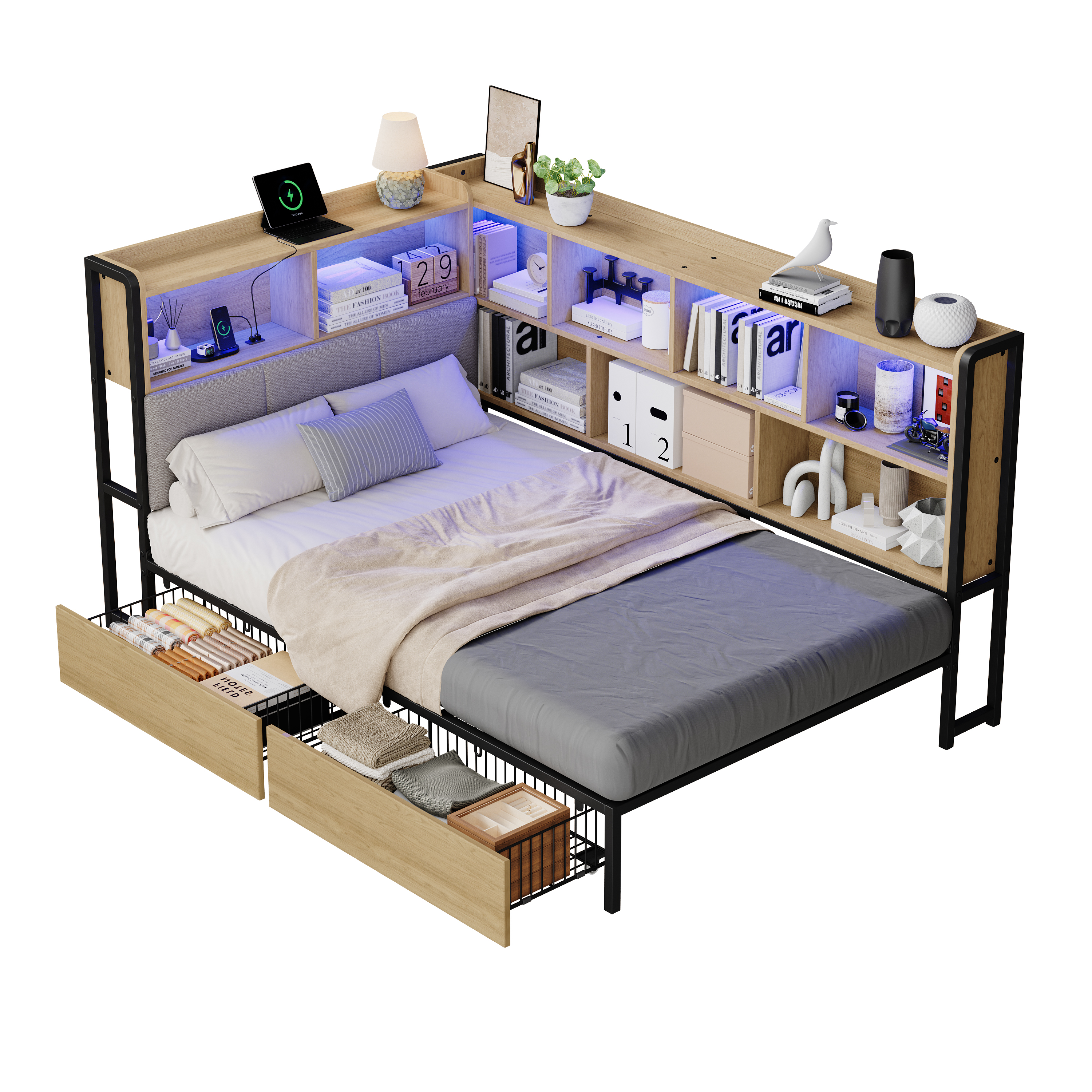 Lit jour design naturel moderne