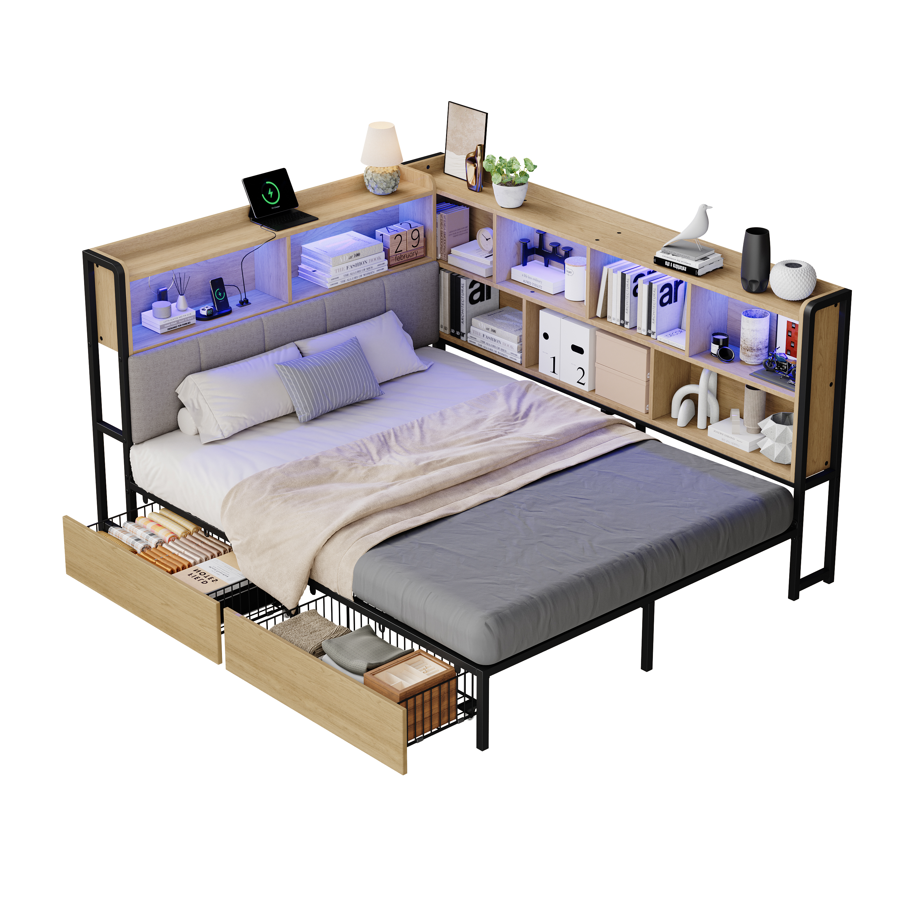 Lit jour design naturel moderne