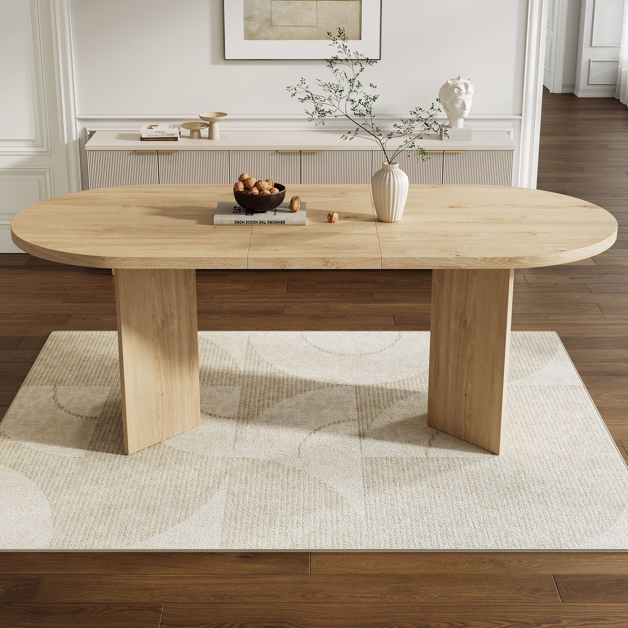 Table à manger, 160 x 80 x 75 cm, MDF, chêne - vue 5
