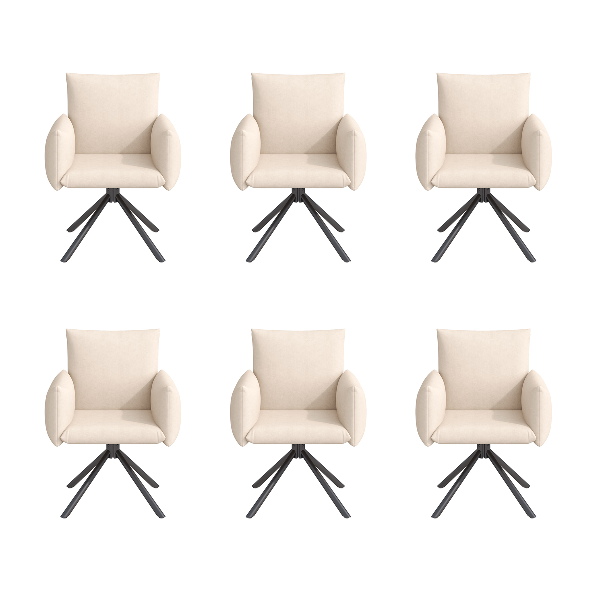 Ensemble table et chaises, 7 pièces, 1 table + 6 chaises, table et 6 chaises, tissu, blanc - vue 6