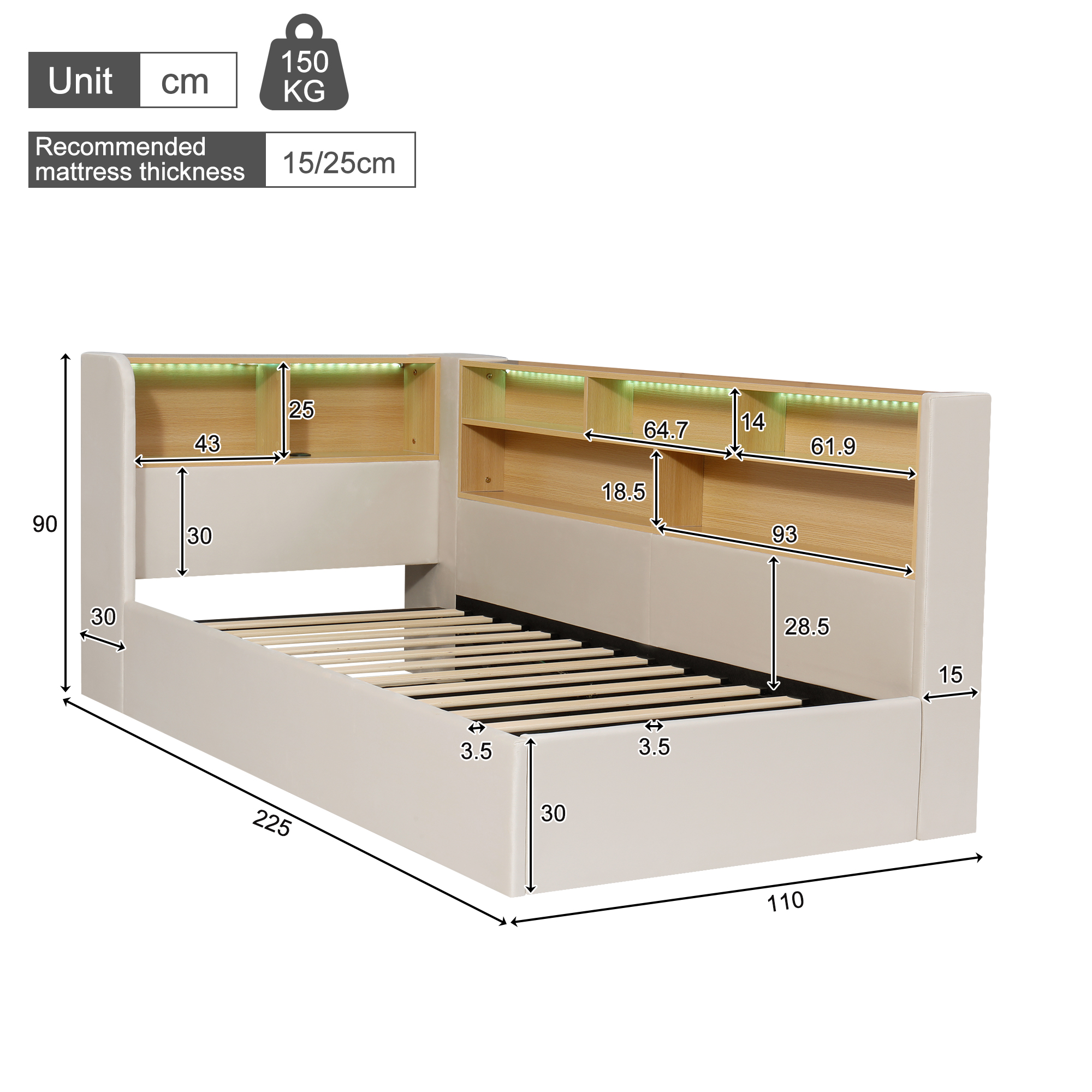 Schéma dimensions détaillées