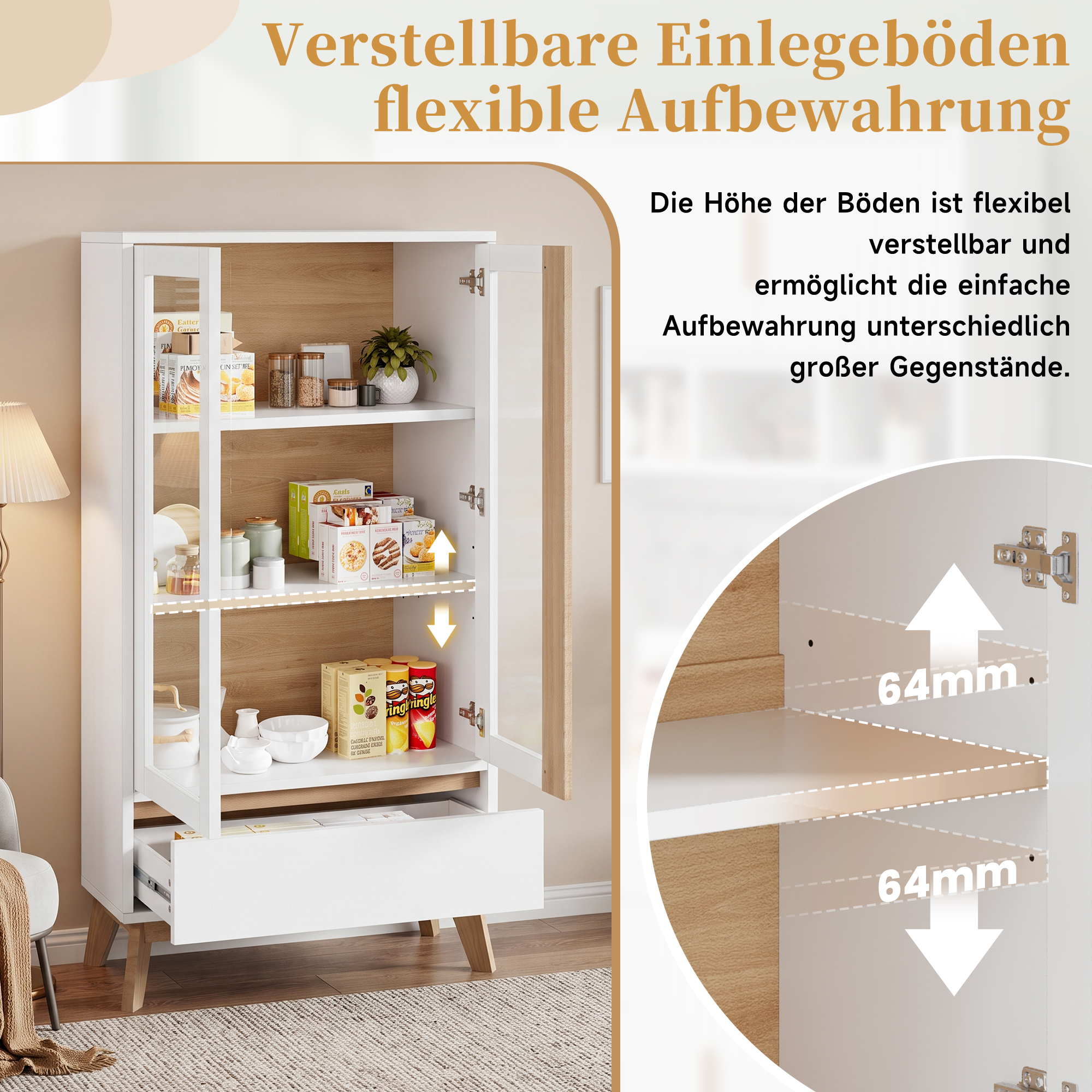 Armoire de cuisine scandinave 80 x 40 x 150 cm en - image 6