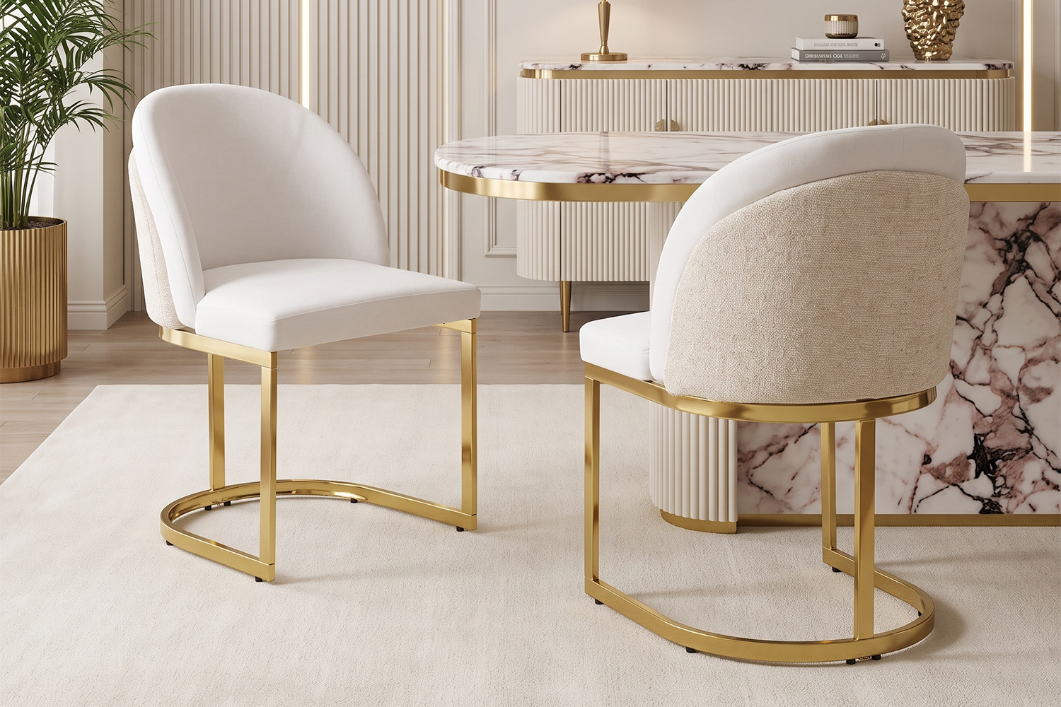 Chaise de salle à manger double dossier, mousse 25D, tissu chenille, pieds métal galvanisé miroir, cadre renforcé, pour salle à manger et salon, design haut de gamme, confort durable, style luxueux, stabilité, durabilité - image 22