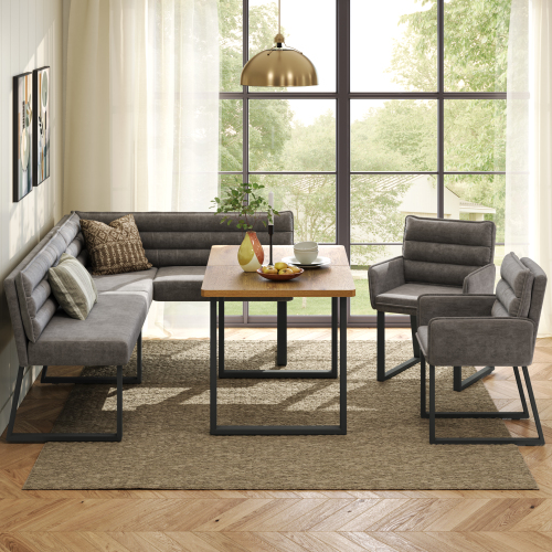 Design coordonné de la banquette d’angle et des chaises