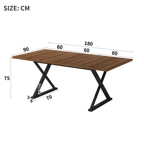 Dimensions de la table à manger avec pieds métalliques en X