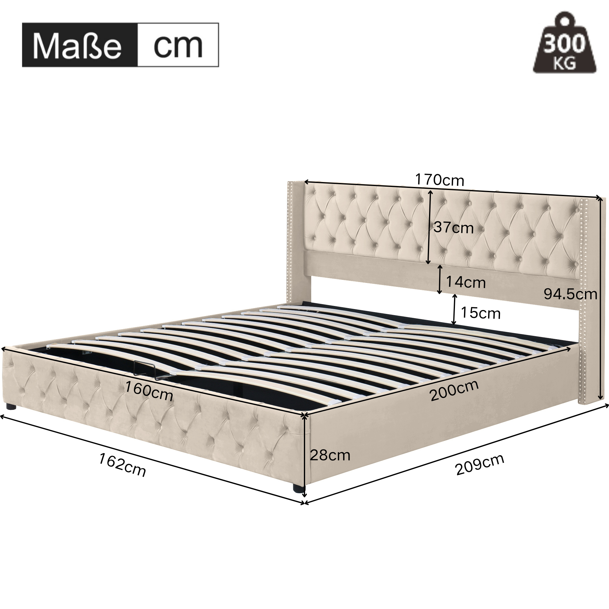 Dimensions du lit rembourré