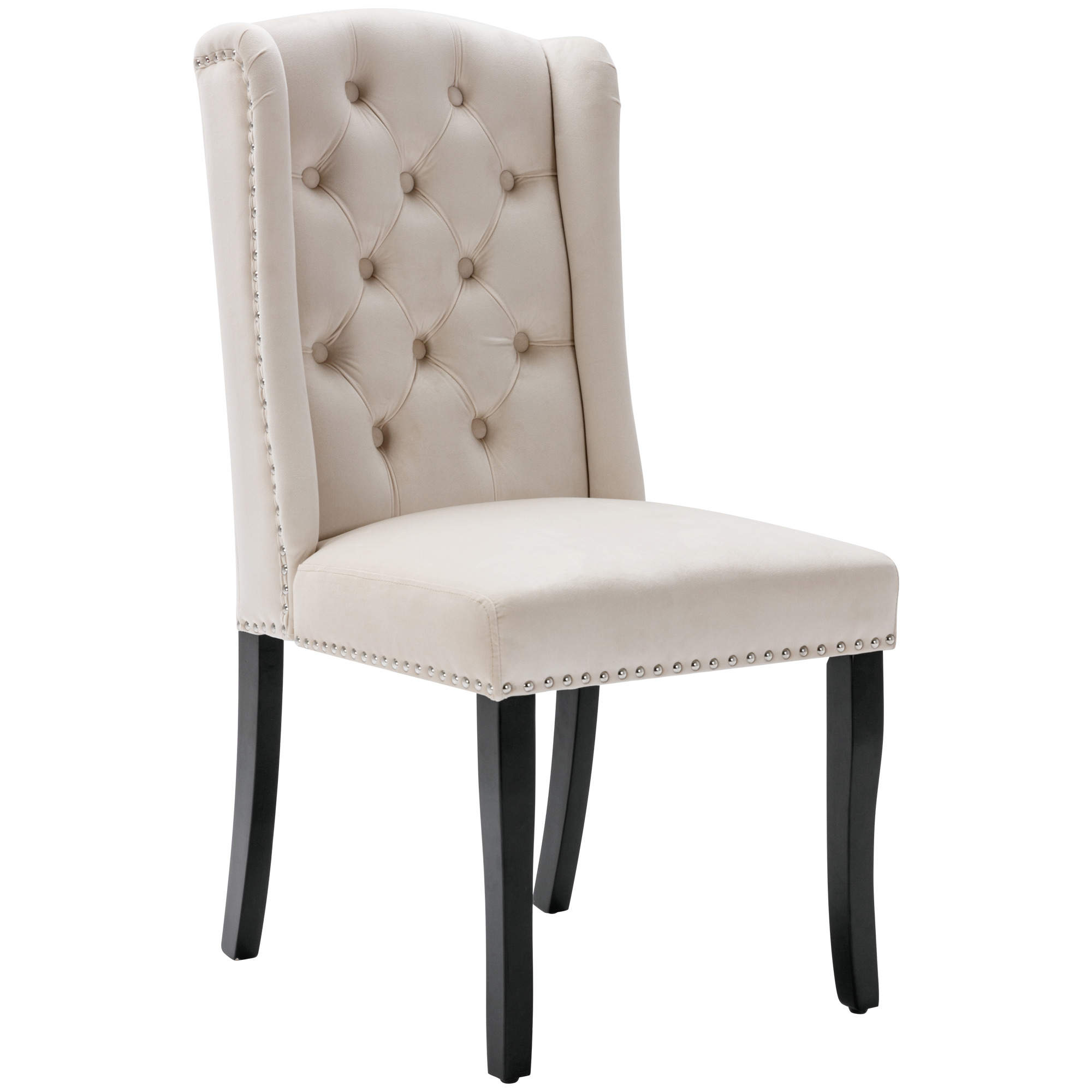 Chaise de salle à manger, lot de 6, velours, beige - vue 6