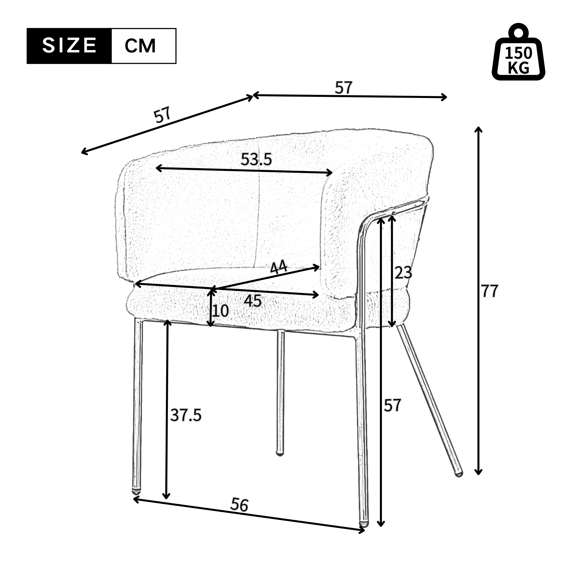 Dimensions du chaise de salle à manger