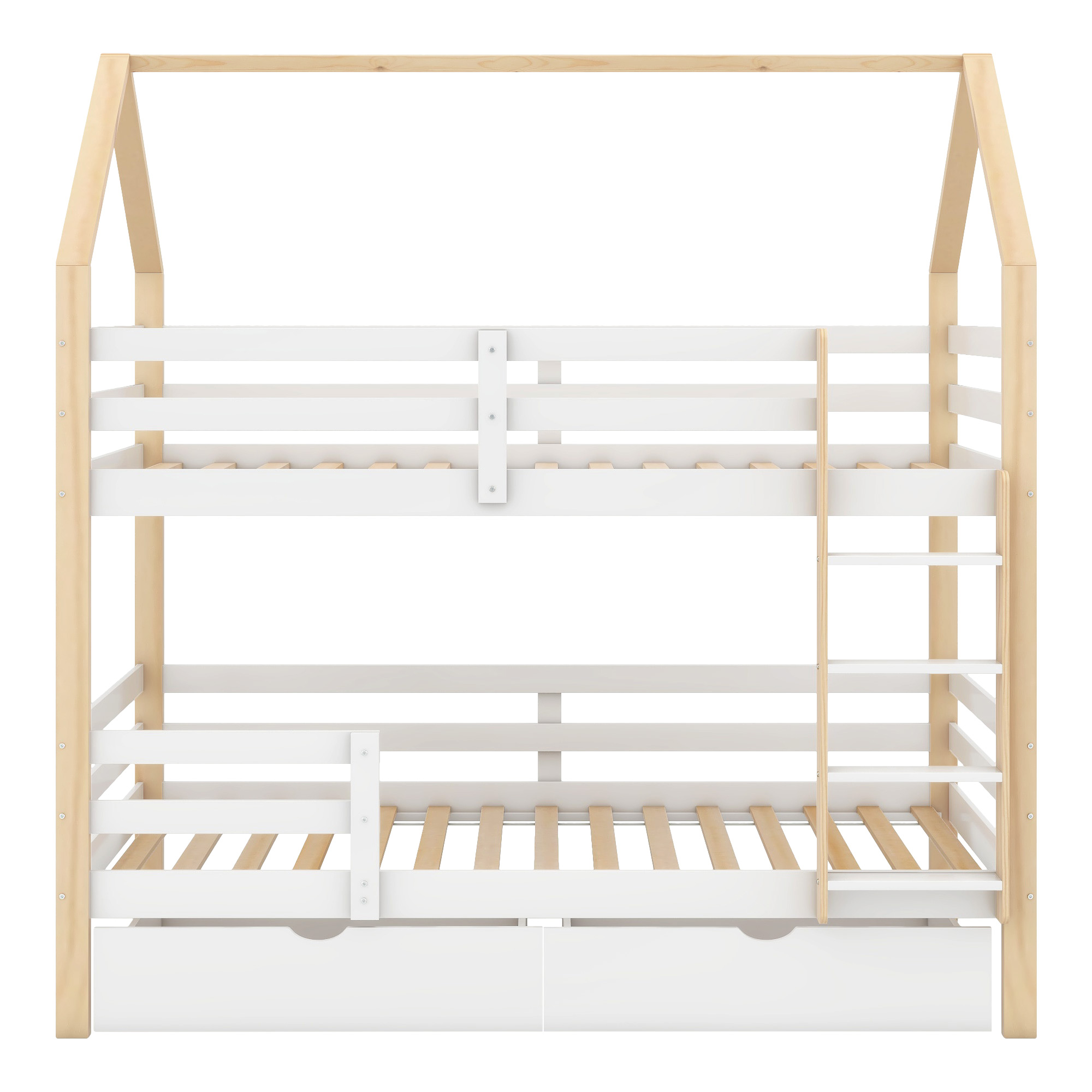 Lit enfant, avec tiroirs, 90 x 200 cm, bois massif, blanc - vue 3