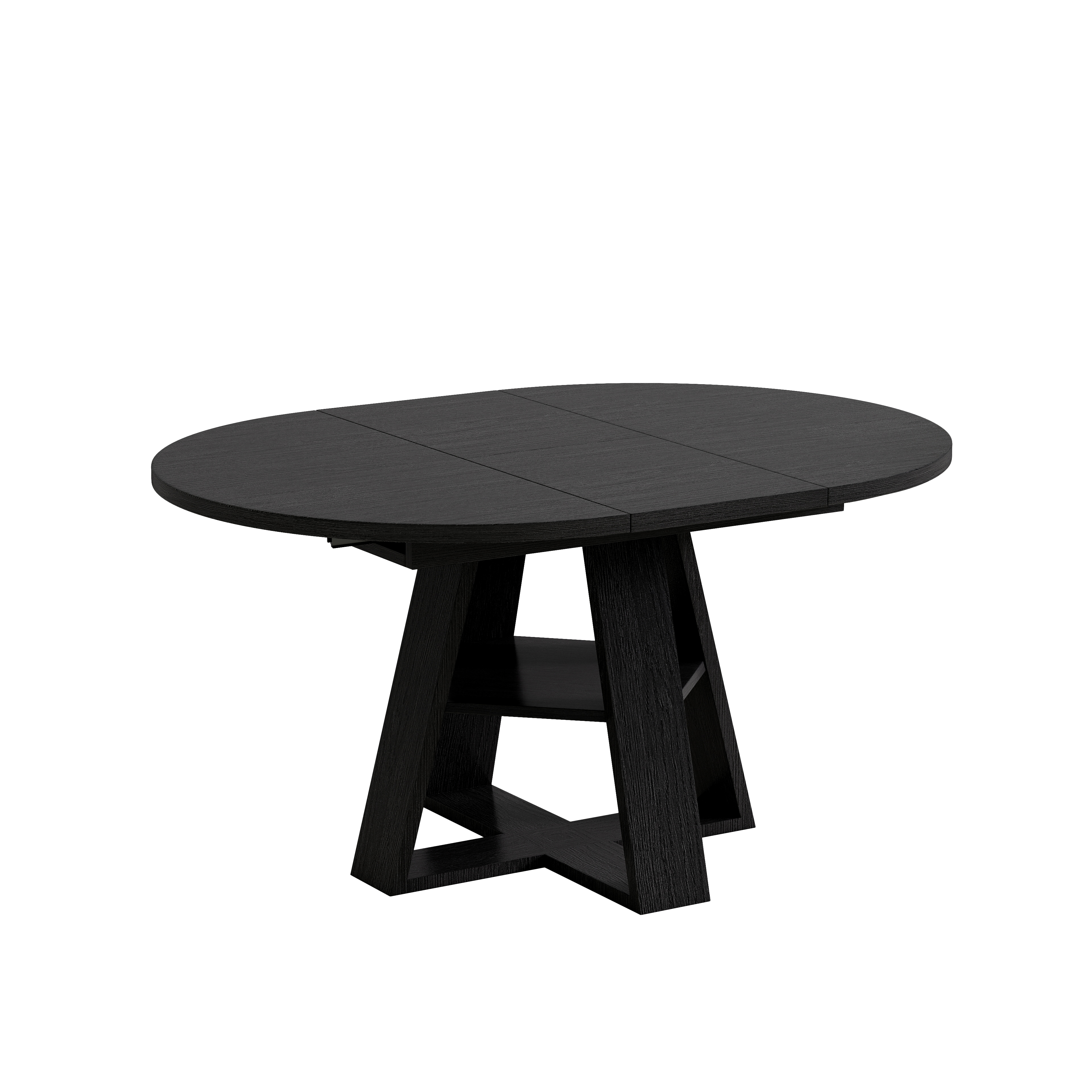 Table à manger, rond, 150 x 110 x 75 cm, bois, noir - vue 7
