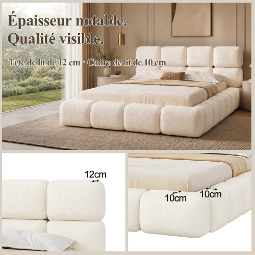 Rembourrage épais du lit bouclé blanc 160x200
