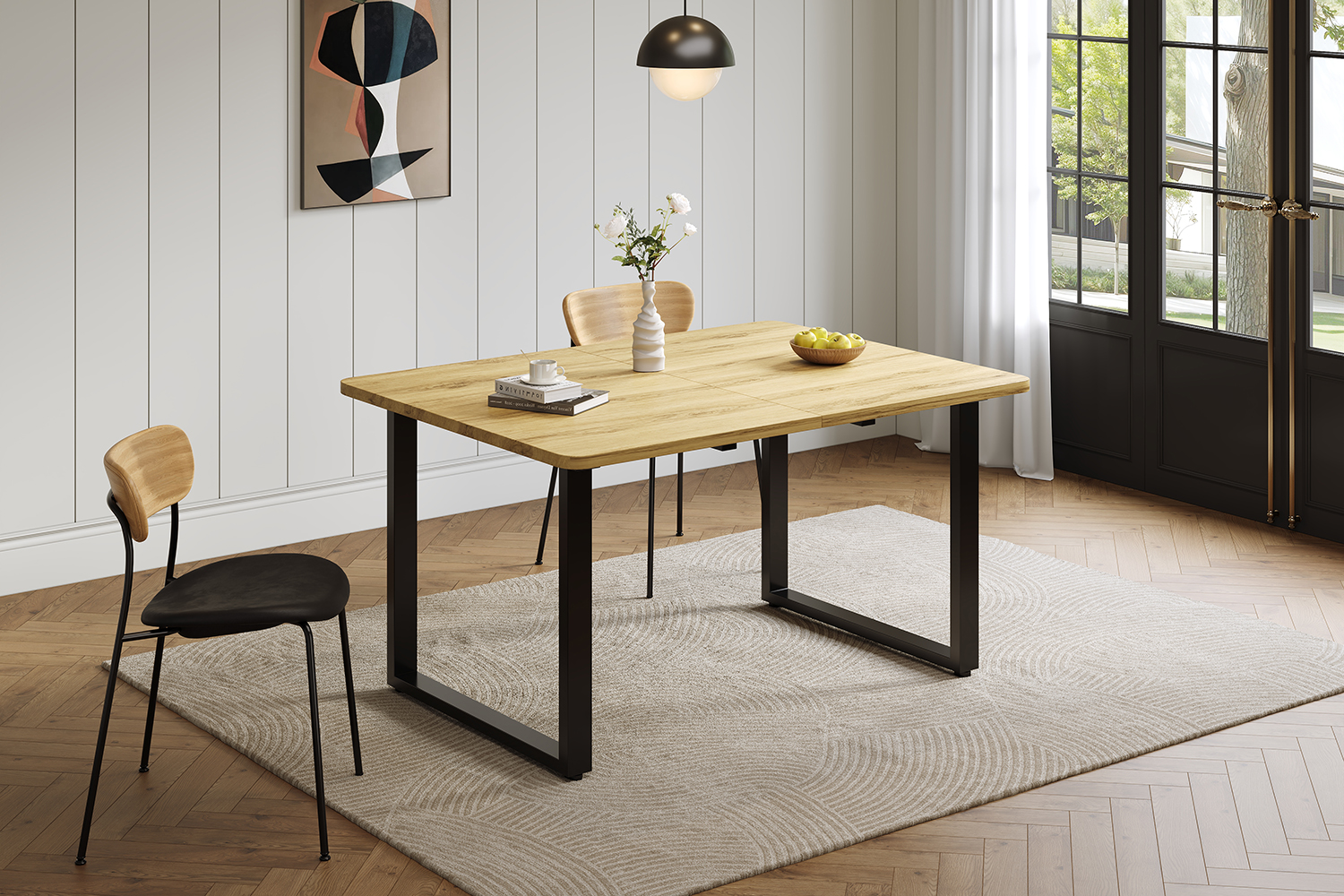 Détails de la table à manger extensible