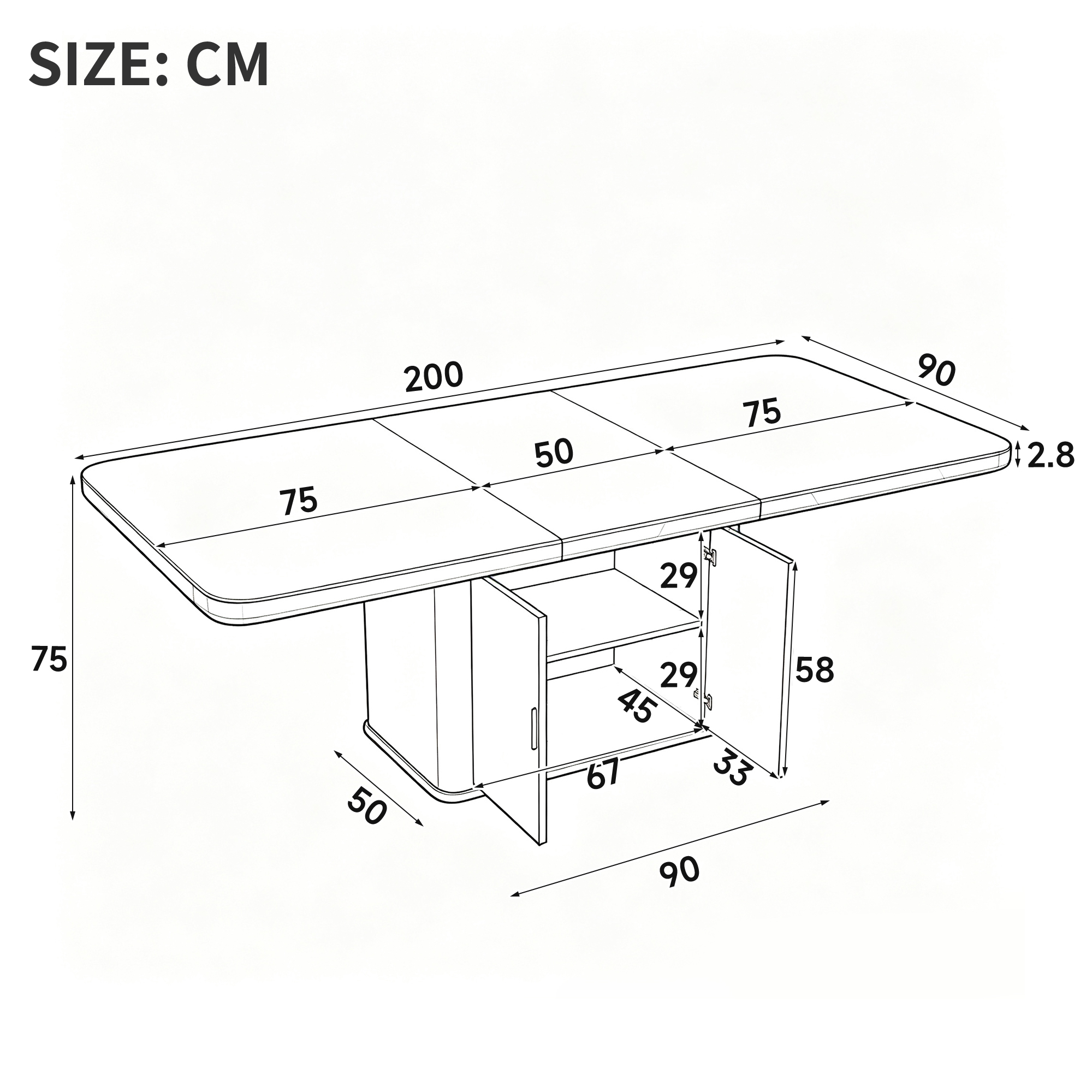 Table extensible 150 200 cm avec rangement intégré