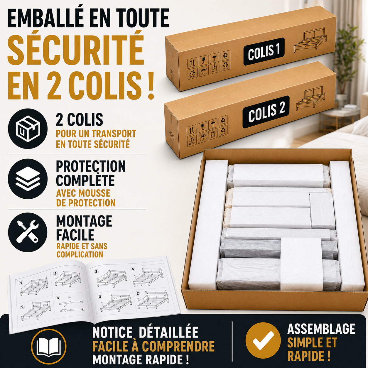 Présentation du lit rembourré