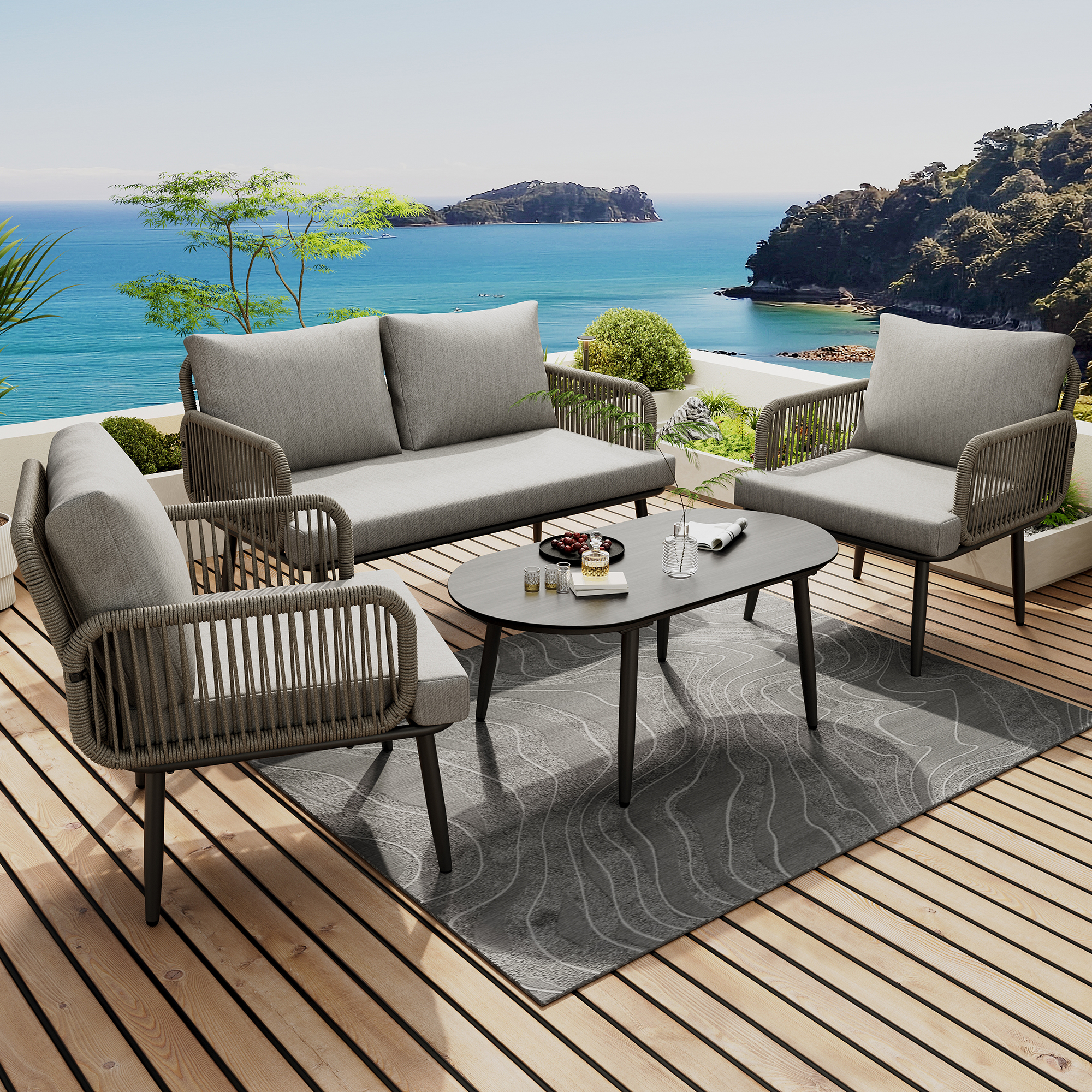 Garten-Loungestuhl-Set, Gartenmöbel-Set mit bequem
