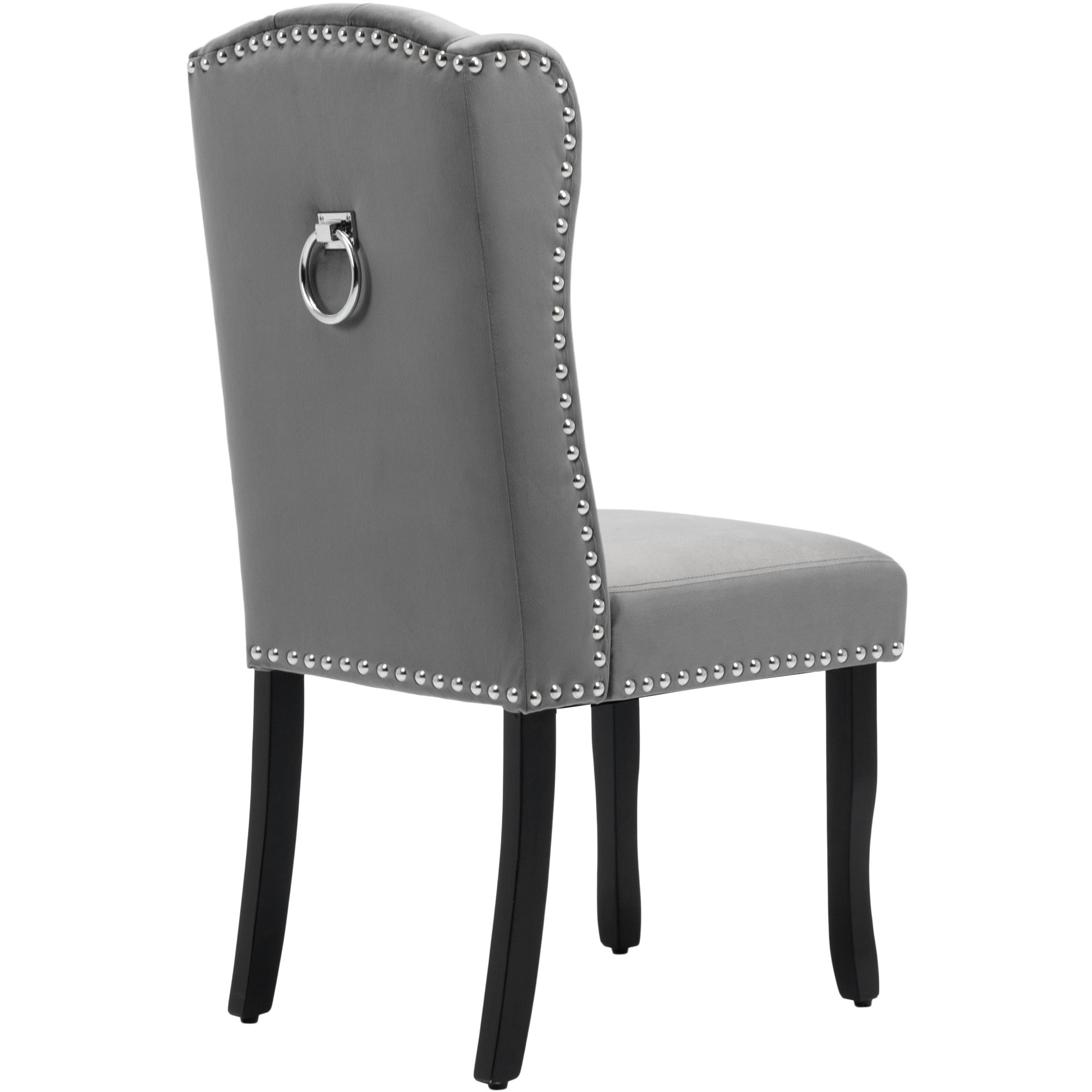 Chaise de salle à manger, lot de 6, velours, chêne - vue 5