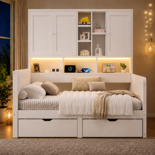 Éclairage LED latéral du lit enfant avec rangement