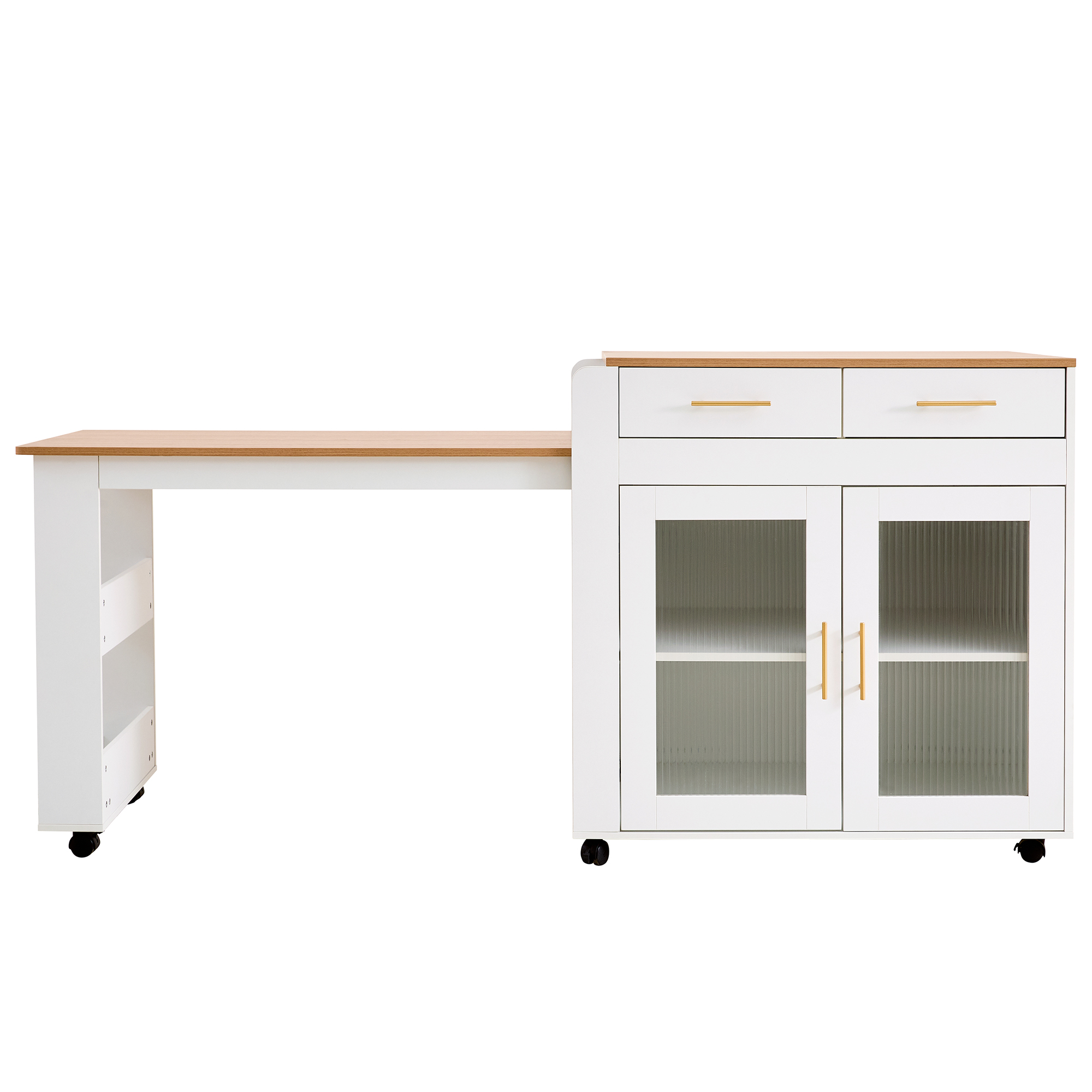 Îlot de cuisine, ports USB, 177 x 60 x 89,5 cm, panneaux de particules, blanc - vue 6