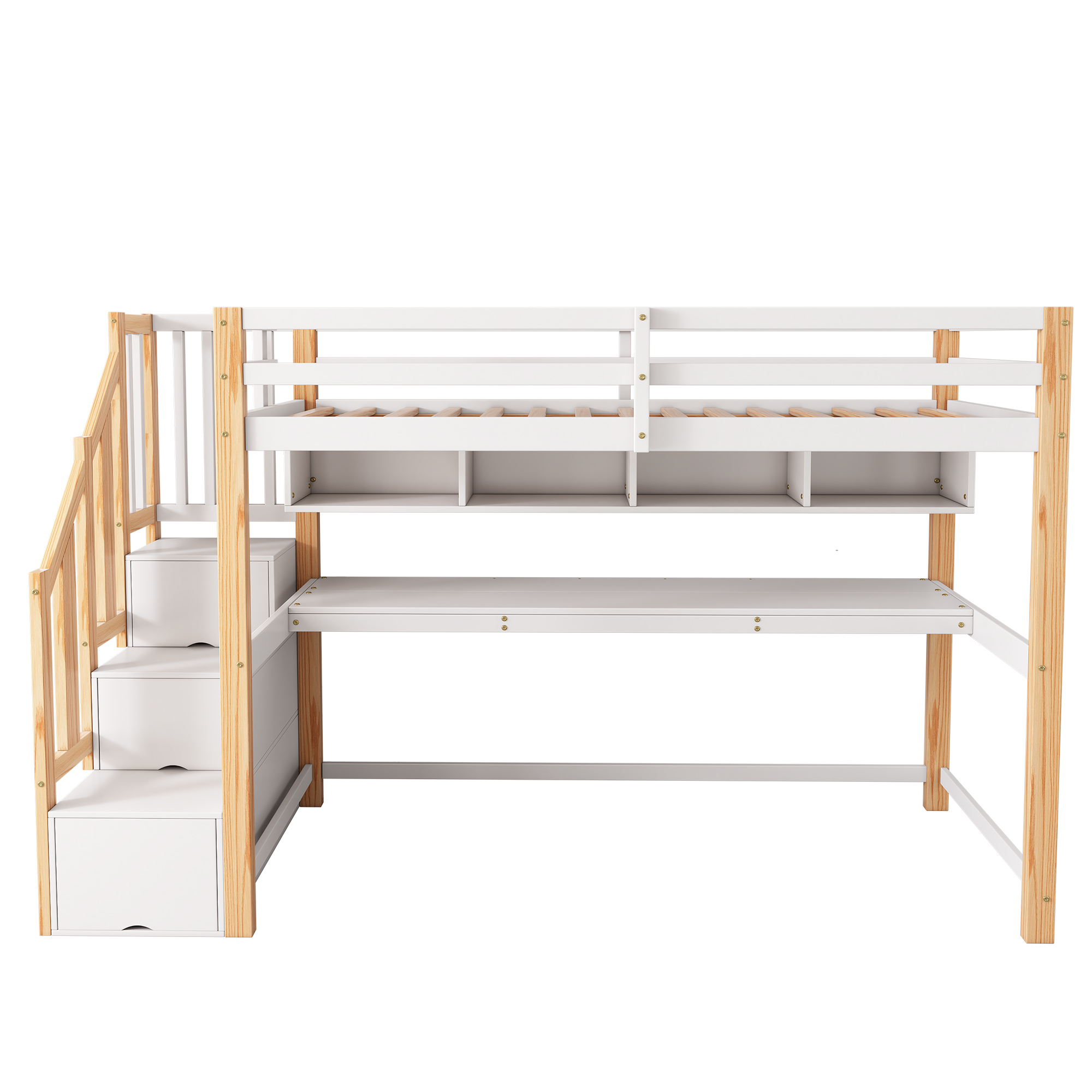 Lit enfant, 252 x 95 x 165 cm, bois massif, blanc - vue 4
